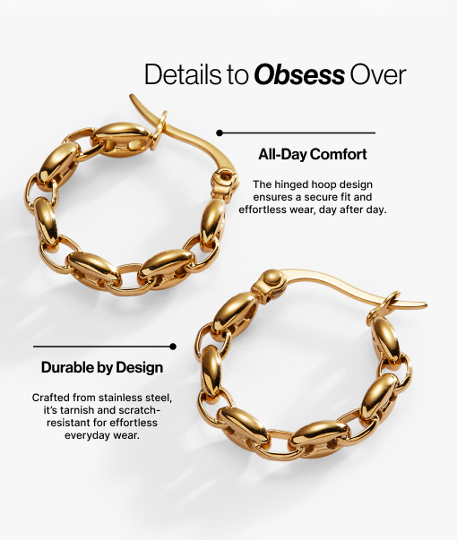 Frozen Mariner Chain Hoop Earrings - Sterling Silver Nautical Jewelry for Women | Perfect for Beach Vacations, Summer Outfits & Boho Style