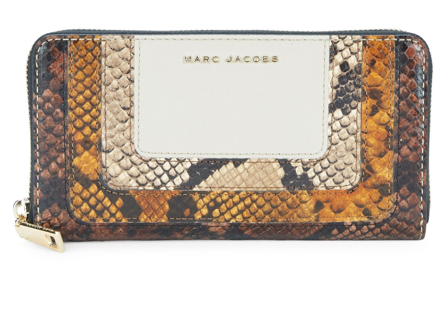 Marc Jacobs Women's Standard Continental Wallet - Genuine Leather Zip Around Wallet with Multiple Card Slots (Parchment Multi, One Size) | Perfect for Everyday Use, Travel & Gift Giving
