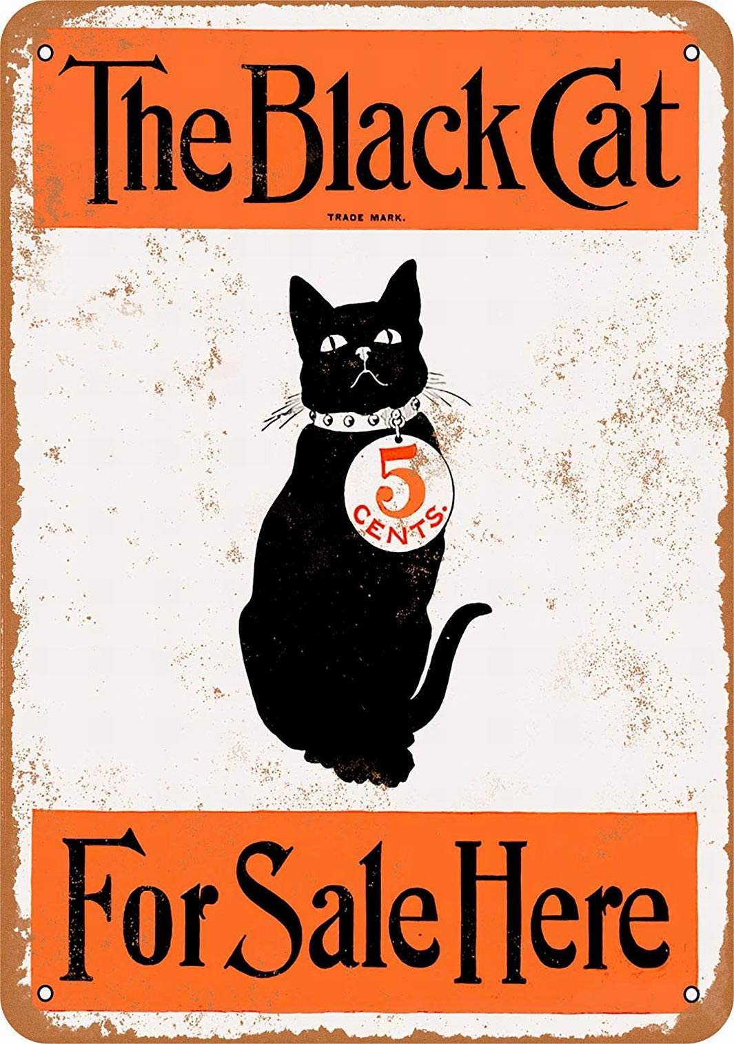 Vintage Tin Sign 12x16 - The Black Cat Magazine Retro Wall Art - Funny Home Decor for Living Room, Bar, Cafe & Man Cave - Unique Gift Idea for Cat Lovers