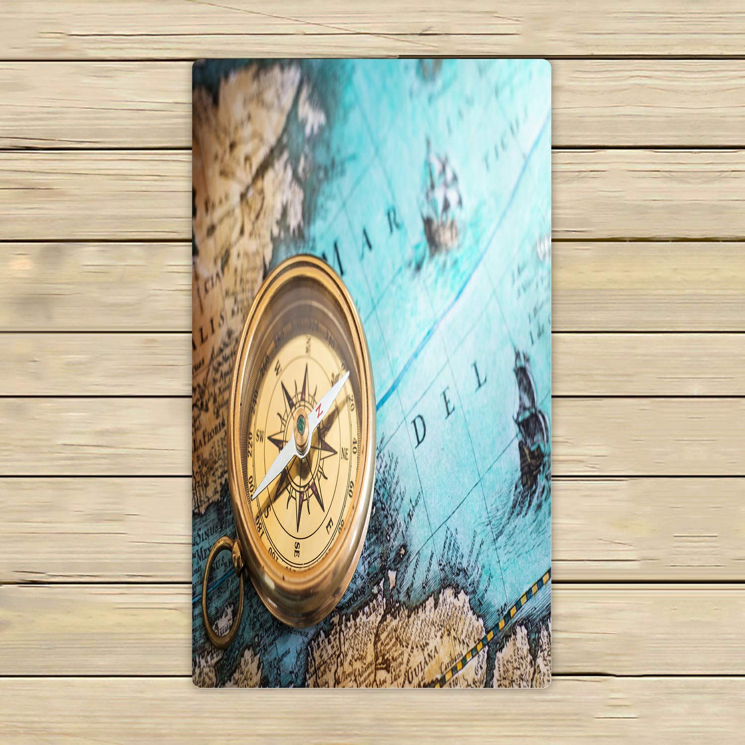 Vintage Map Adventure Compass Beach Towel - 16x28 Inch Quick Dry Bath & Shower Towel for Travel, Camping, Picnics & Outdoor Activities - Perfect for Beach, Pool, Gym & Home Decor