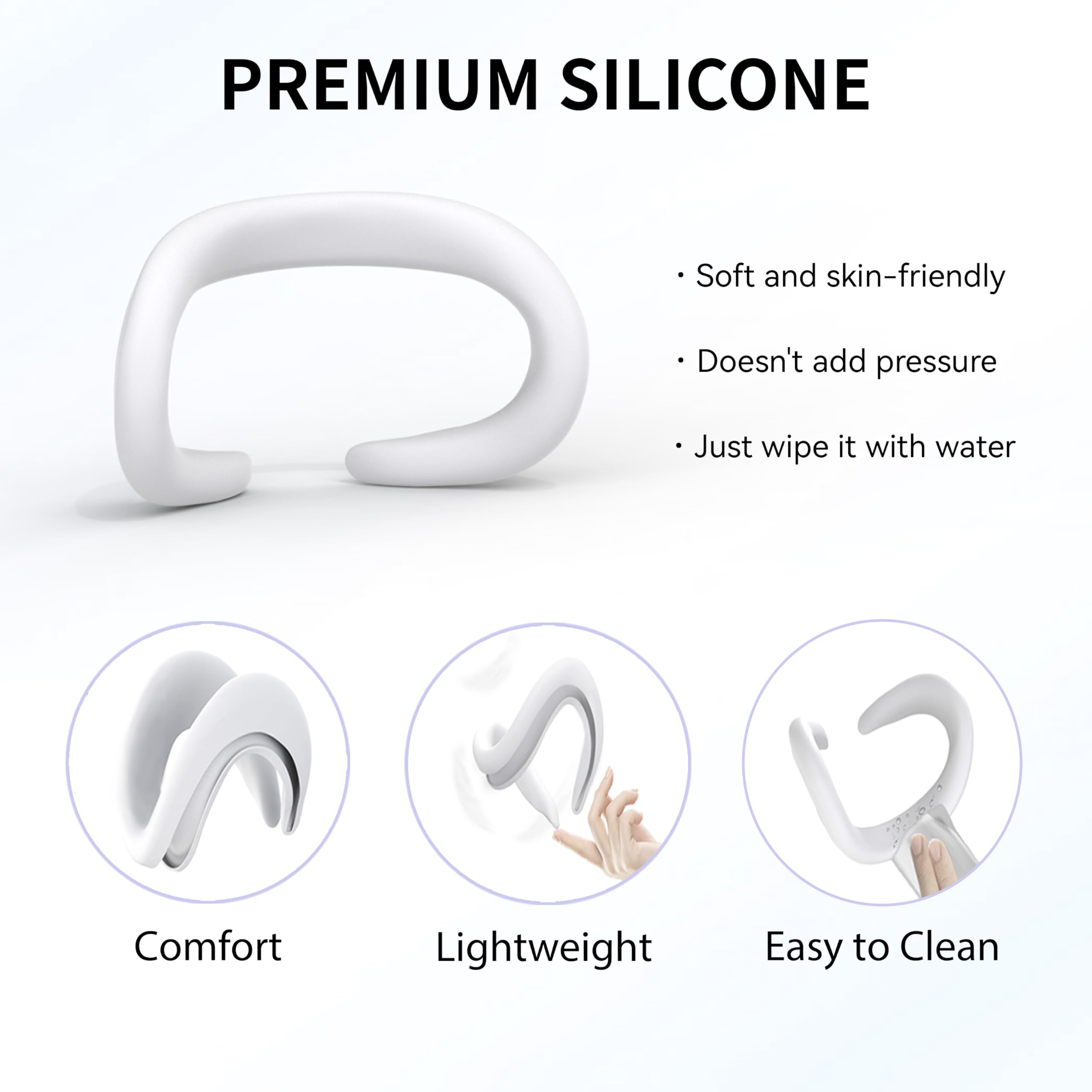 APEXINNO Silicone VR Face Cover for Oculus Quest 3 Headset Accessories - White - Soft Face Cushion Pad for Enhanced Comfort & Hygiene (Perfect for Gaming, VR Fitness & Extended Play Sessions)