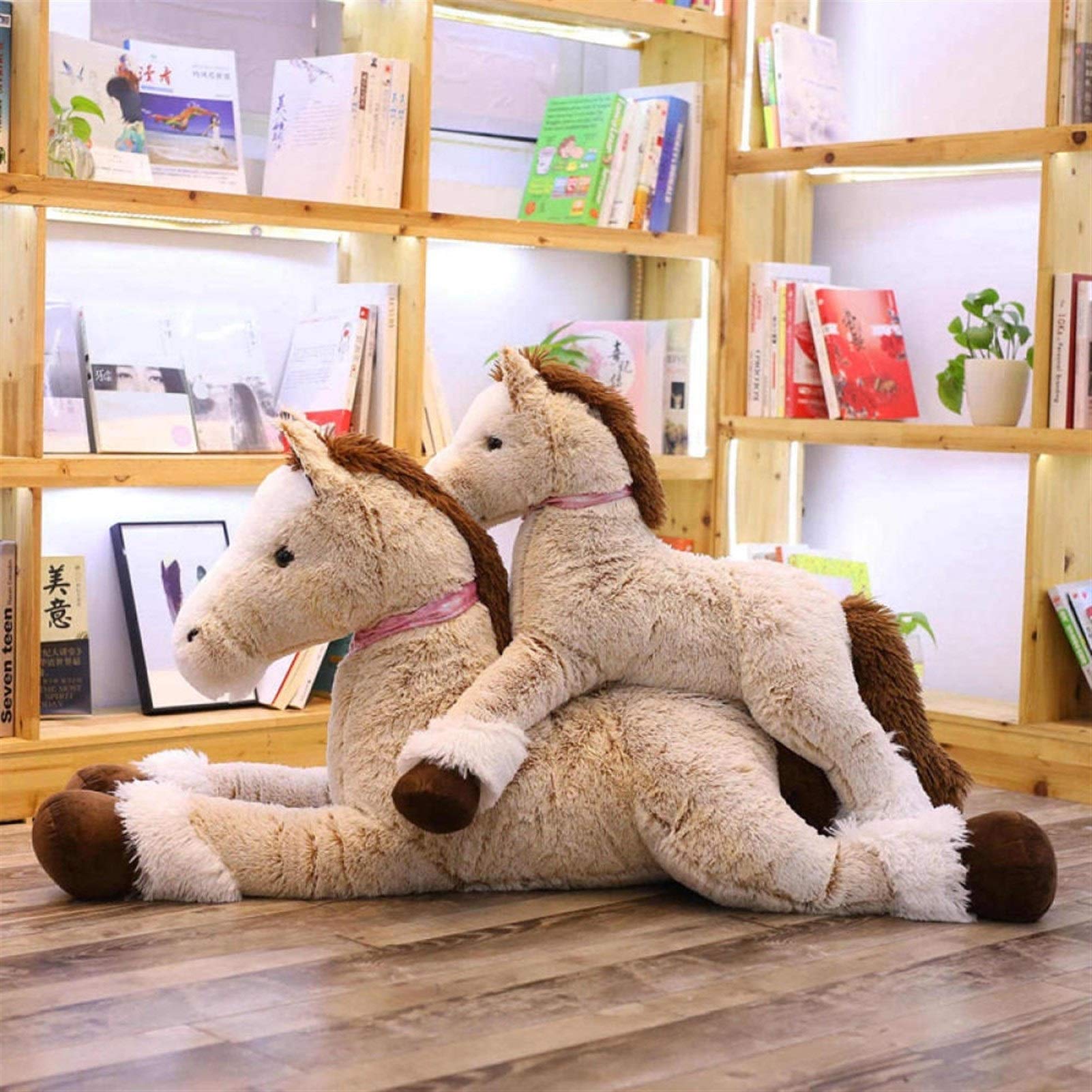 MIQUANGGO Large Plush Stuffed Horse Toy - 120cm Soft Brown Lying Cartoon Horse Plushie for Babies & Kids | Cute Nursery Decor, Birthday Gift & Comfort Toy for Toddlers