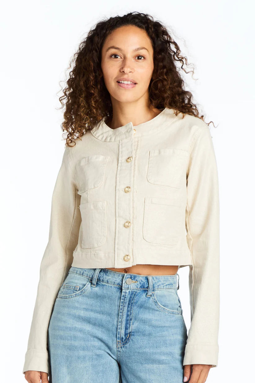 Coco Patch Pocket Jacket Women's Cream - Stylish Casual Outerwear for Fall & Winter | Perfect for Daily Wear, Office & Outdoor Activities