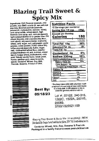 Oregon Farm Fresh Blazing Trail Sweet & Spicy Nut & Cracker Mix - Healthy Crunchy Snacks 16oz Pouch - Perfect for Game Nights, Hiking, Beer Pubs & Office Snacking