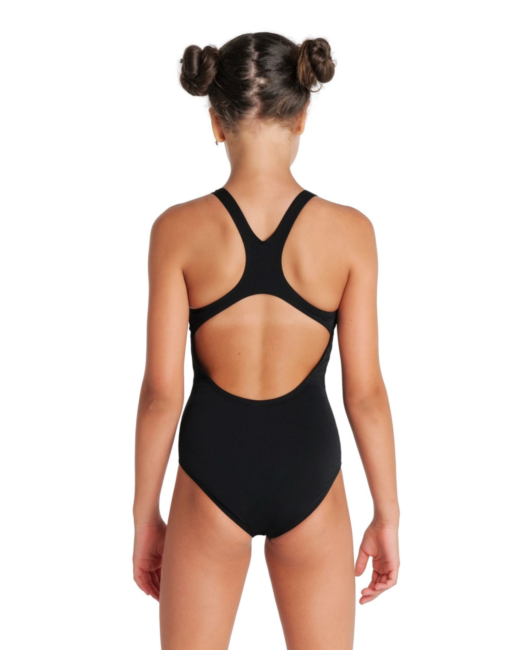 Girls Team Swim Pro Solid One-Piece Swimsuit - Black & White - Perfect for Swim Team Practice, Competitions & Summer Pool Fun