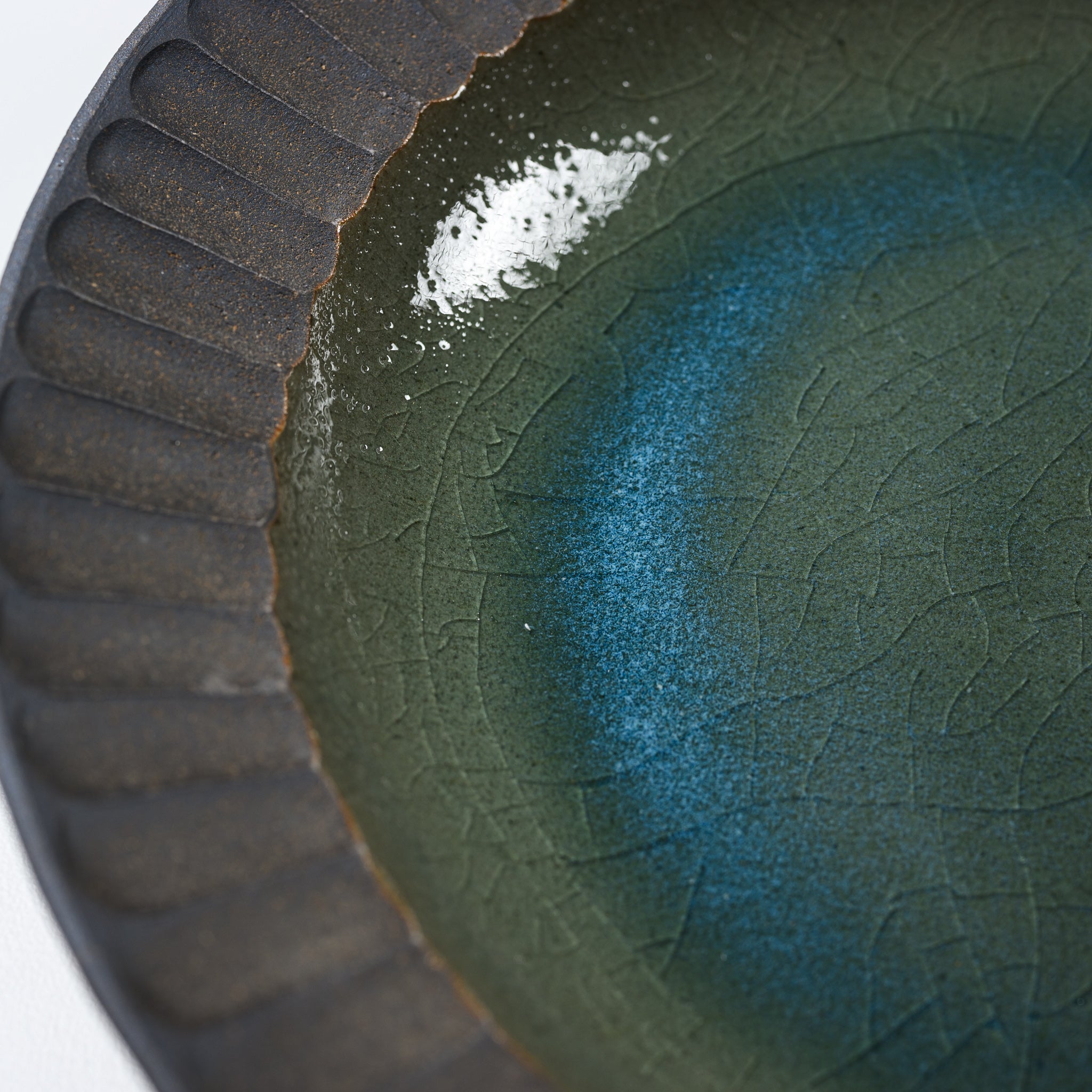 Wakasama Kiln Ceramic Jade Shallow Bowl - 24cm Handcrafted Pottery for Japanese Tea Ceremony, Sushi Serving & Home Decor
