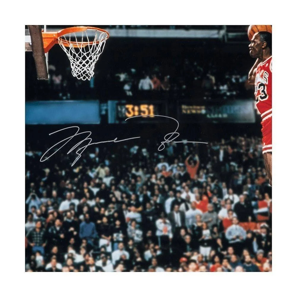 Michael Jordan Signed Slam Dunk 30x40 Framed Photo with UDA COA - Upper Deck Authenticated Autograph - Perfect for Sports Memorabilia Collectors & Basketball Fans Decor