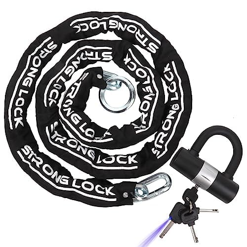 AKM 12mm Thick Heavy Duty Motorcycle Chain Lock - 8.2ft Super Long Anti-Theft Bike Lock with 16mm U Lock & 4 Keys - Secure Motorcycles, ATVs, Trailers, Containers - Perfect for Outdoor Parking, Storage Yards & Road Trips