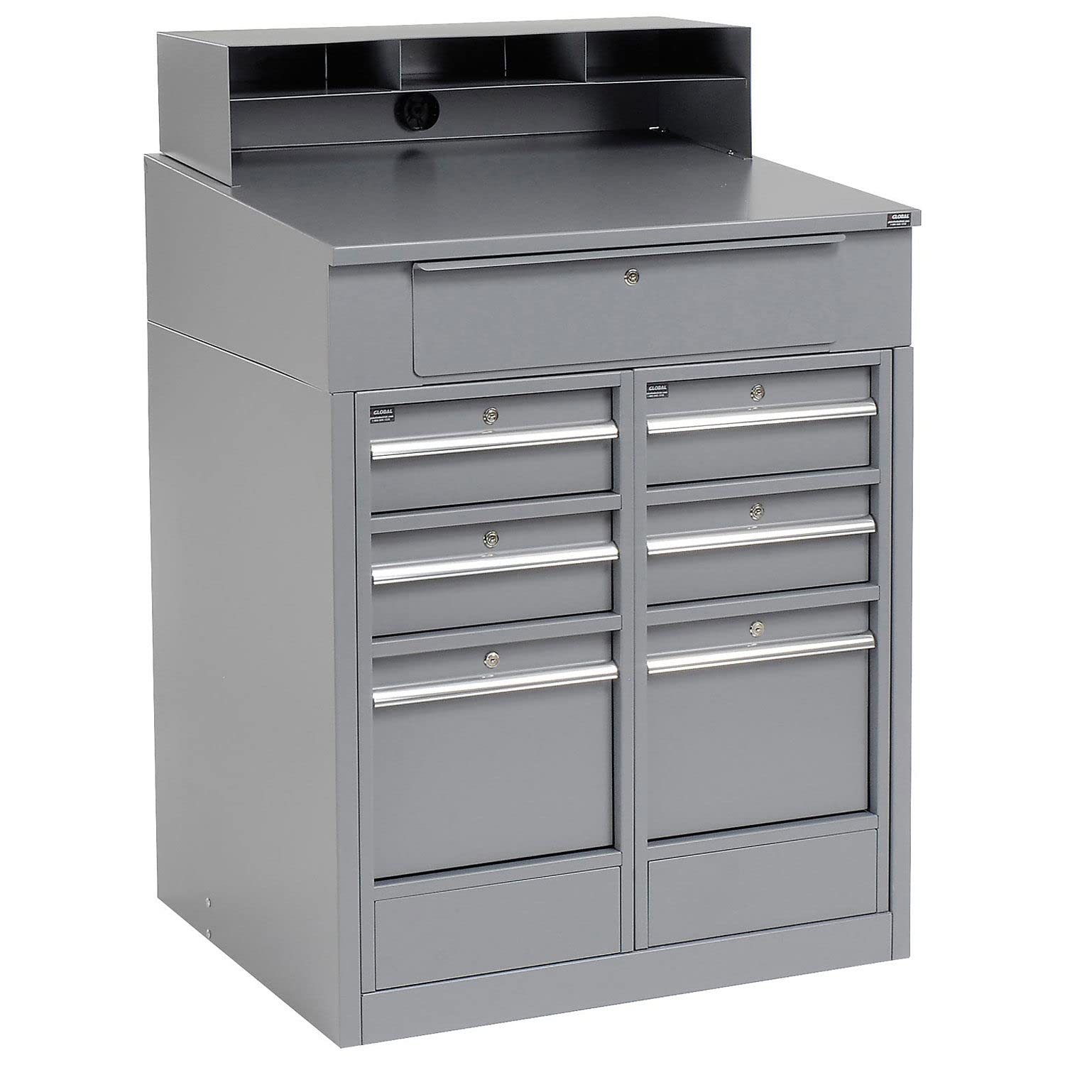 7-Drawer Industrial Work Desk, 34.5