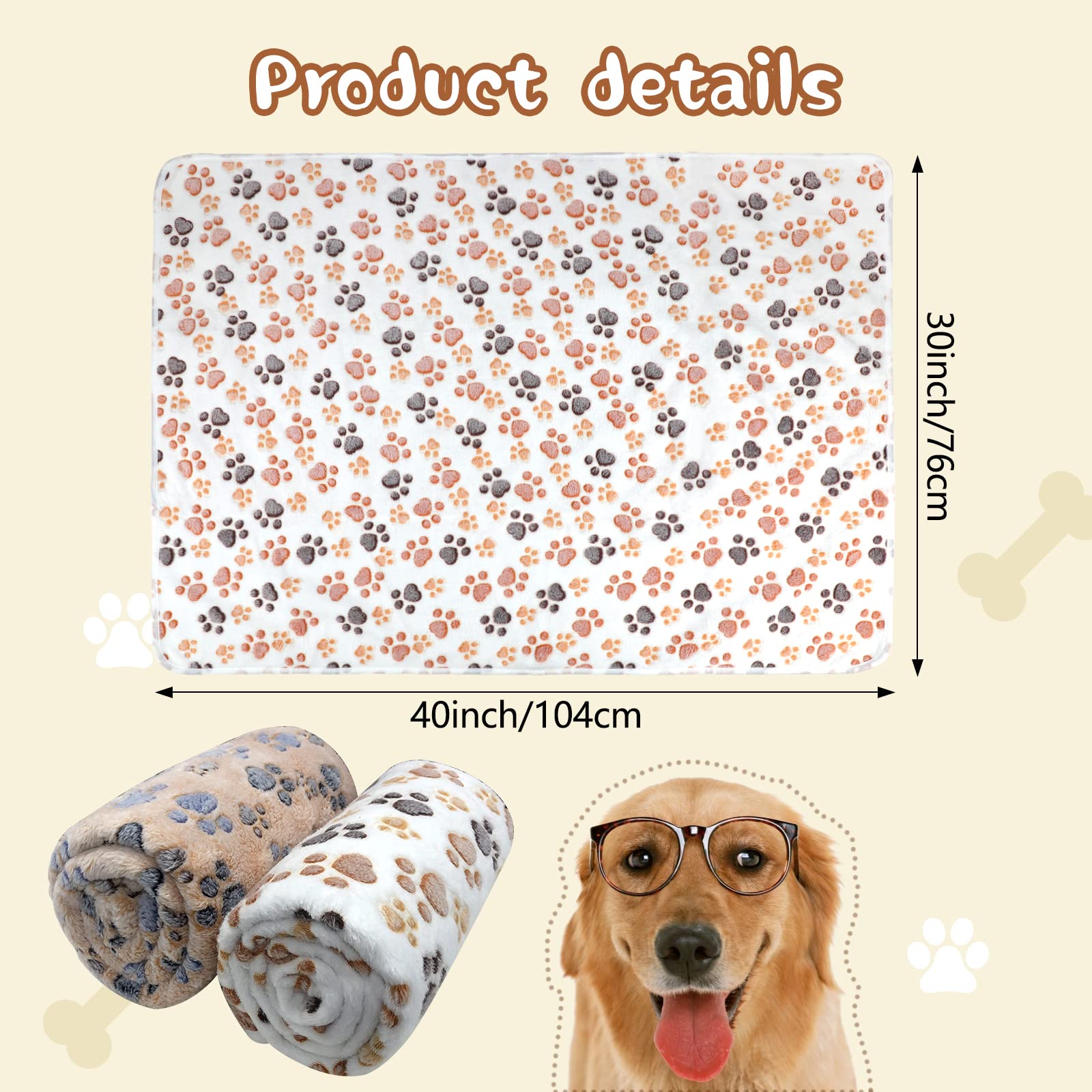 **YUEPET Waterproof Dog Blankets - 2 Pack Washable Fleece Flannel Blankets for Medium & Large Dogs (40