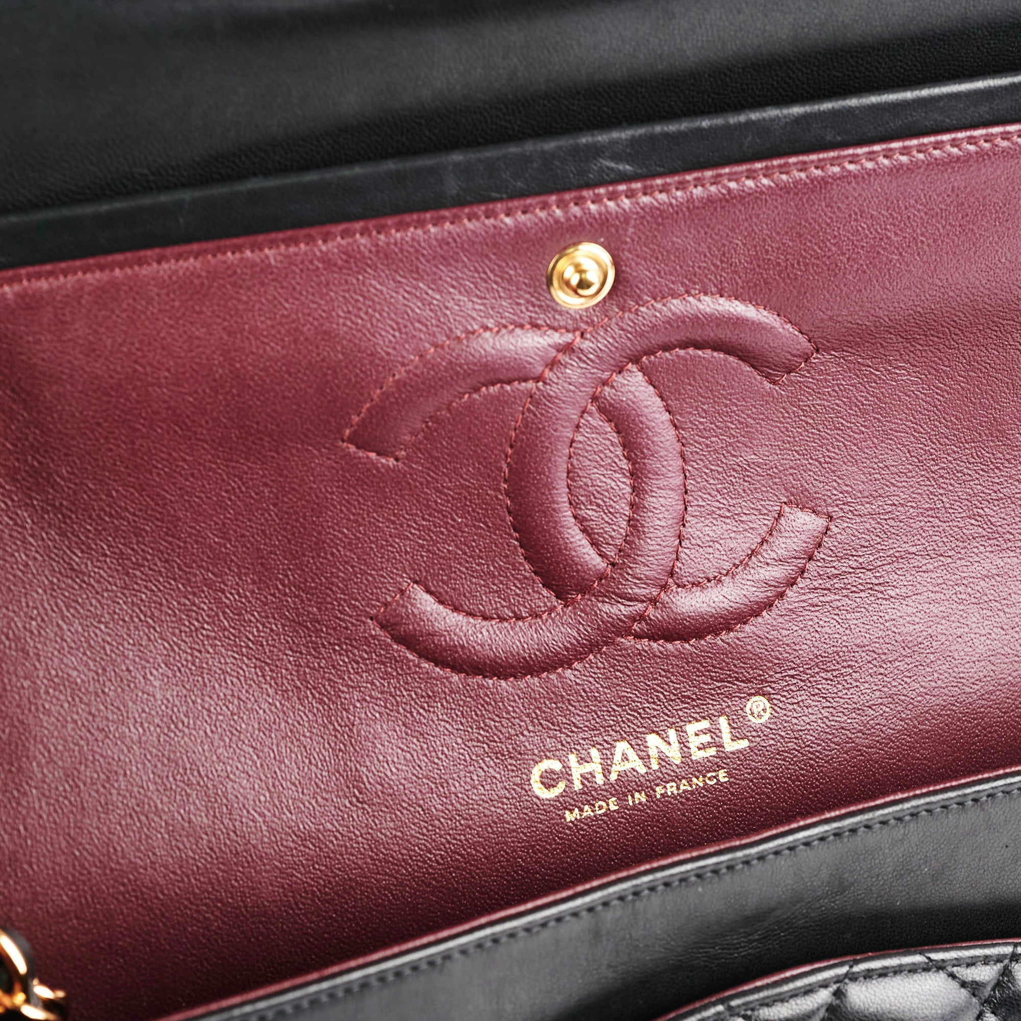Chanel Medium/Large Classic Double Flap Lambskin Black Handbag - Luxury Designer Shoulder Bag for Women | Perfect for Work, Evening Events & Special Occasions