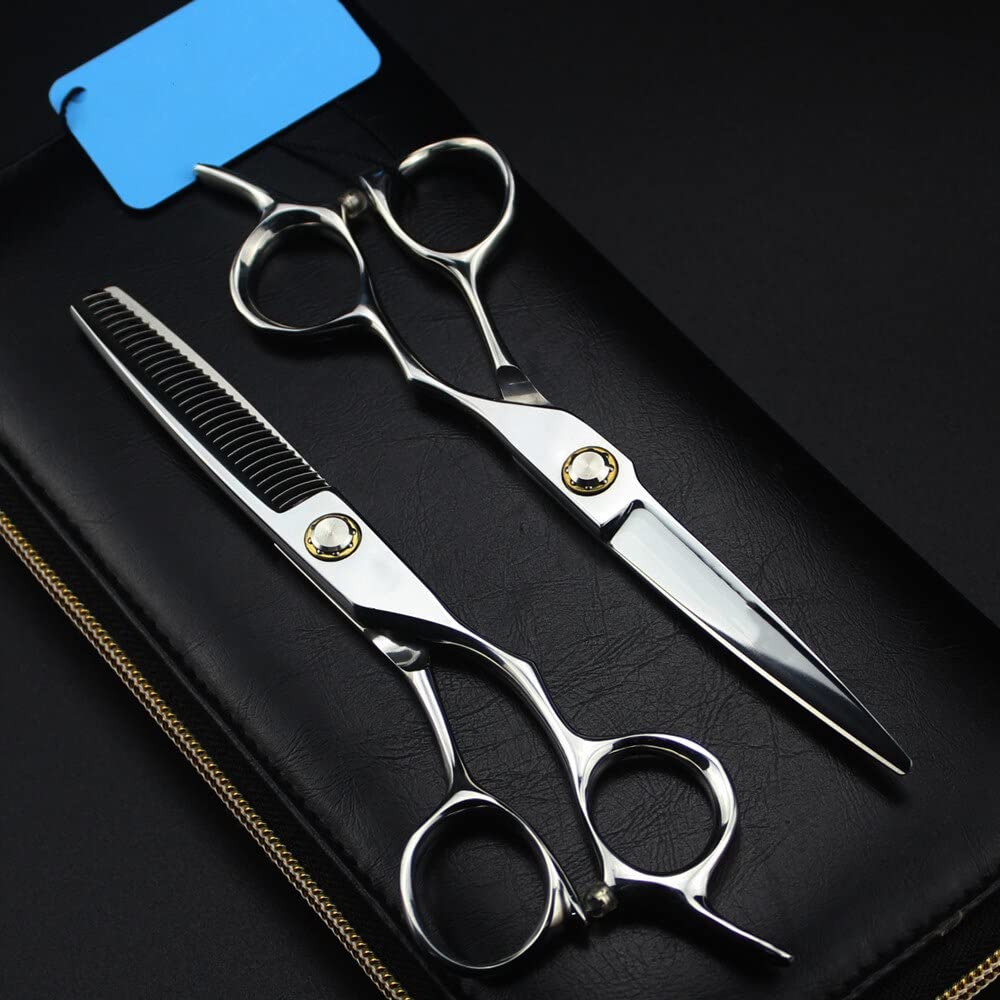 Professional 6 Inch Japan 440C Steel Barber Scissors - Hair Cutting & Thinning Shears Set for Salon & Home Use - Premium Hairdresser Tools with Smooth Bearing - Perfect for Styling, Trimming & Haircuts