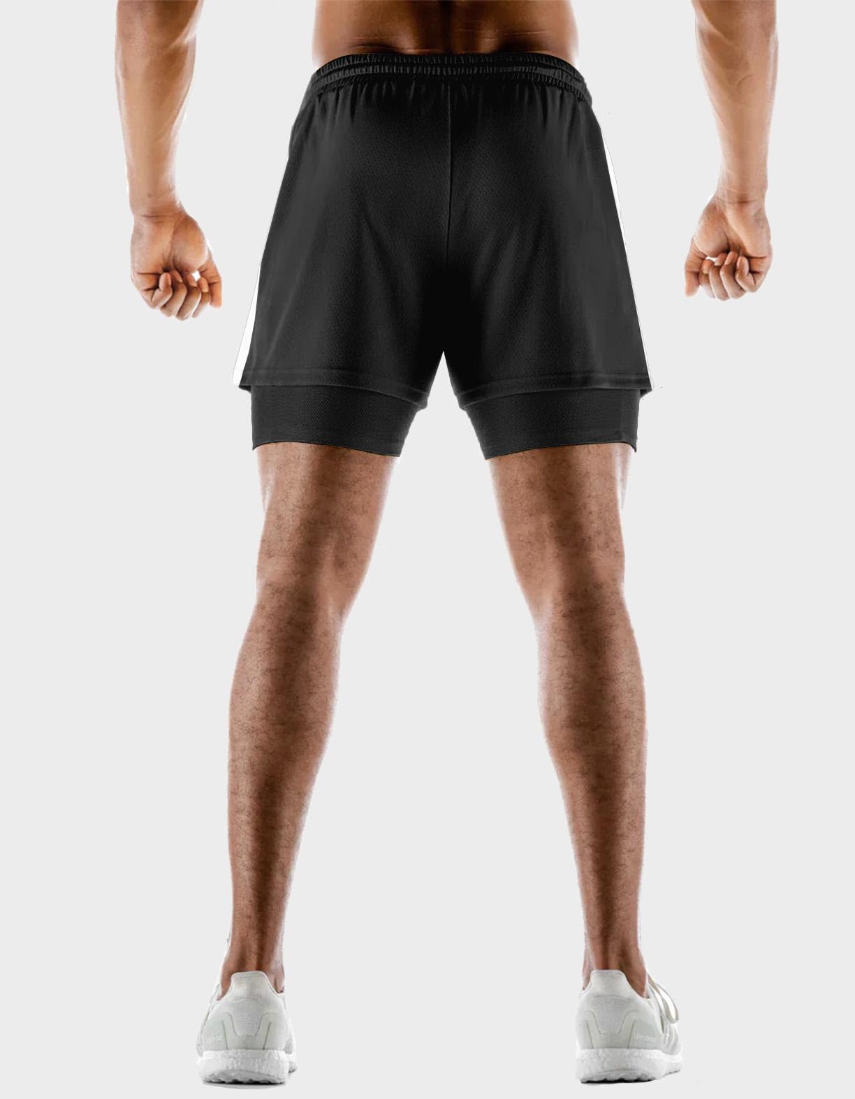 Aolesy Men's 2-in-1 Running Shorts - Quick Dry 5