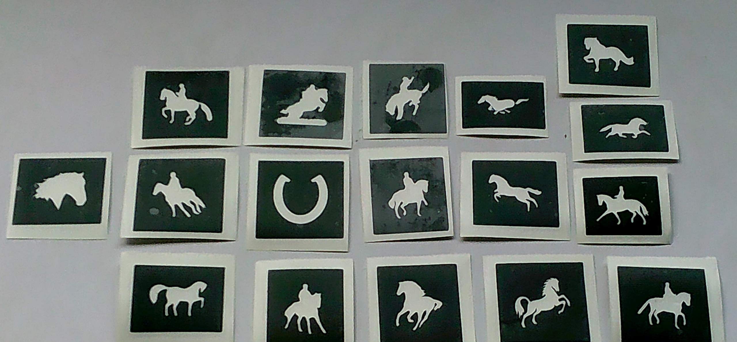 50 Pack Horse Themed Temporary Tattoo Stencils for Glitter Tattoos, Airbrush Tattoos & Face Painting - Perfect for Kids Parties, Festivals & DIY Body Art