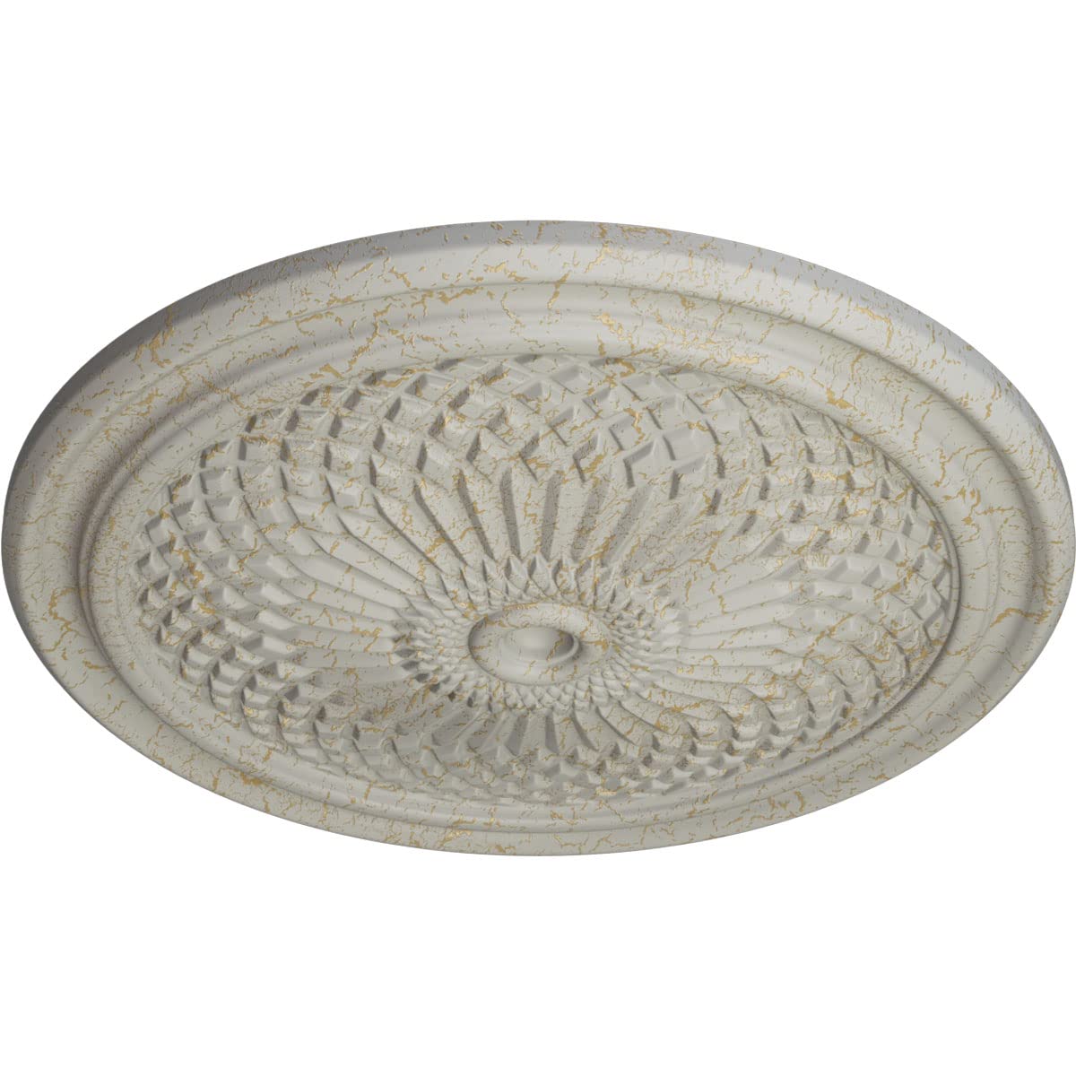 Ekena Millwork CM22TNPCC Trinity Ceiling Medallion - 22 Inch Diameter, 1.75 Inch Projection - Fits 3 Inch Canopies - Hand-Painted Pottery Cream Crackle Finish - Perfect for Dining Rooms, Foyers & Victorian Home Decor