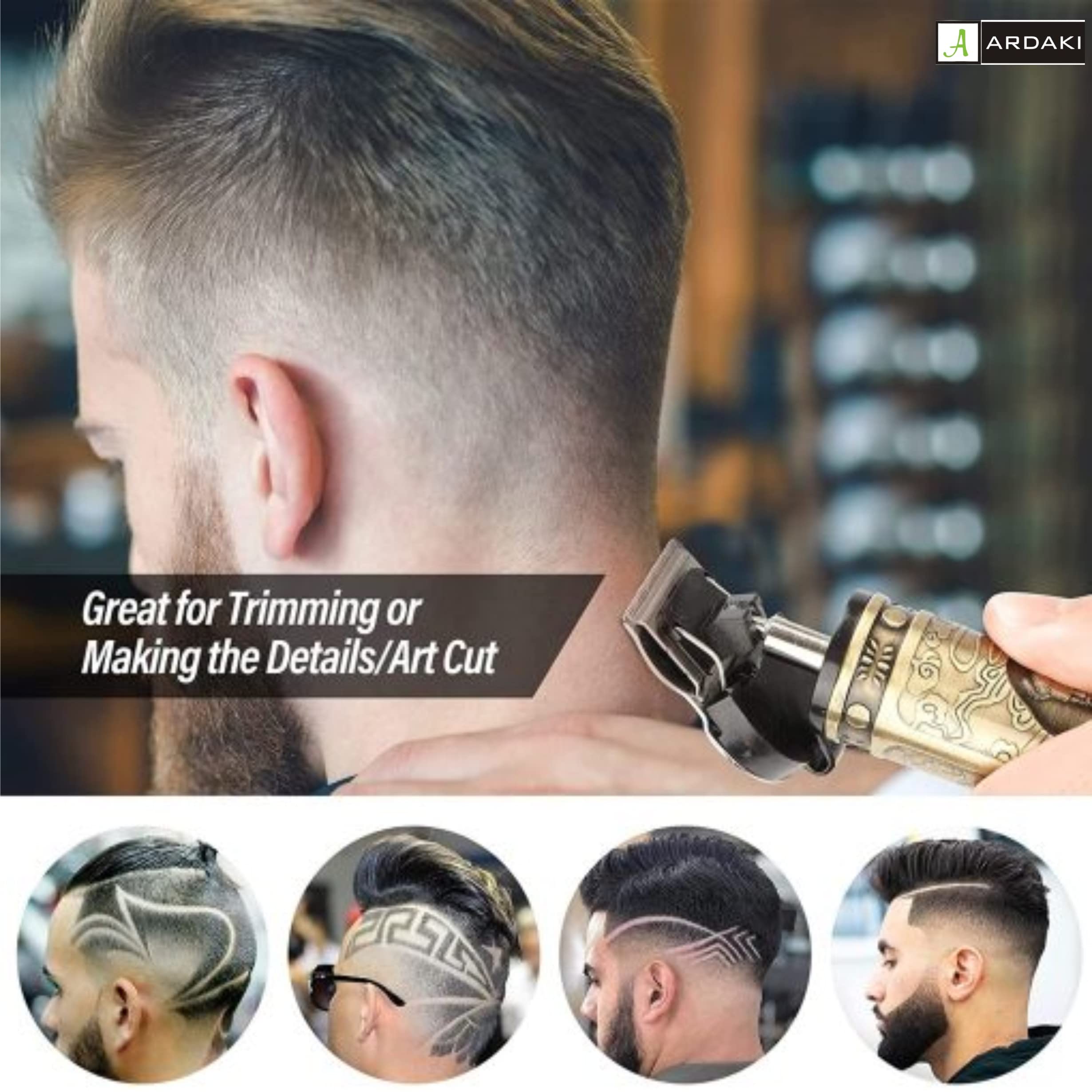 ARDAKI Professional Hair Trimmer for Men - Adjustable Blade Clipper & Shaver with Fast Charging | Multi-Grooming Kit for Face, Head & Body | Precision Close Cut for Home & Travel Use