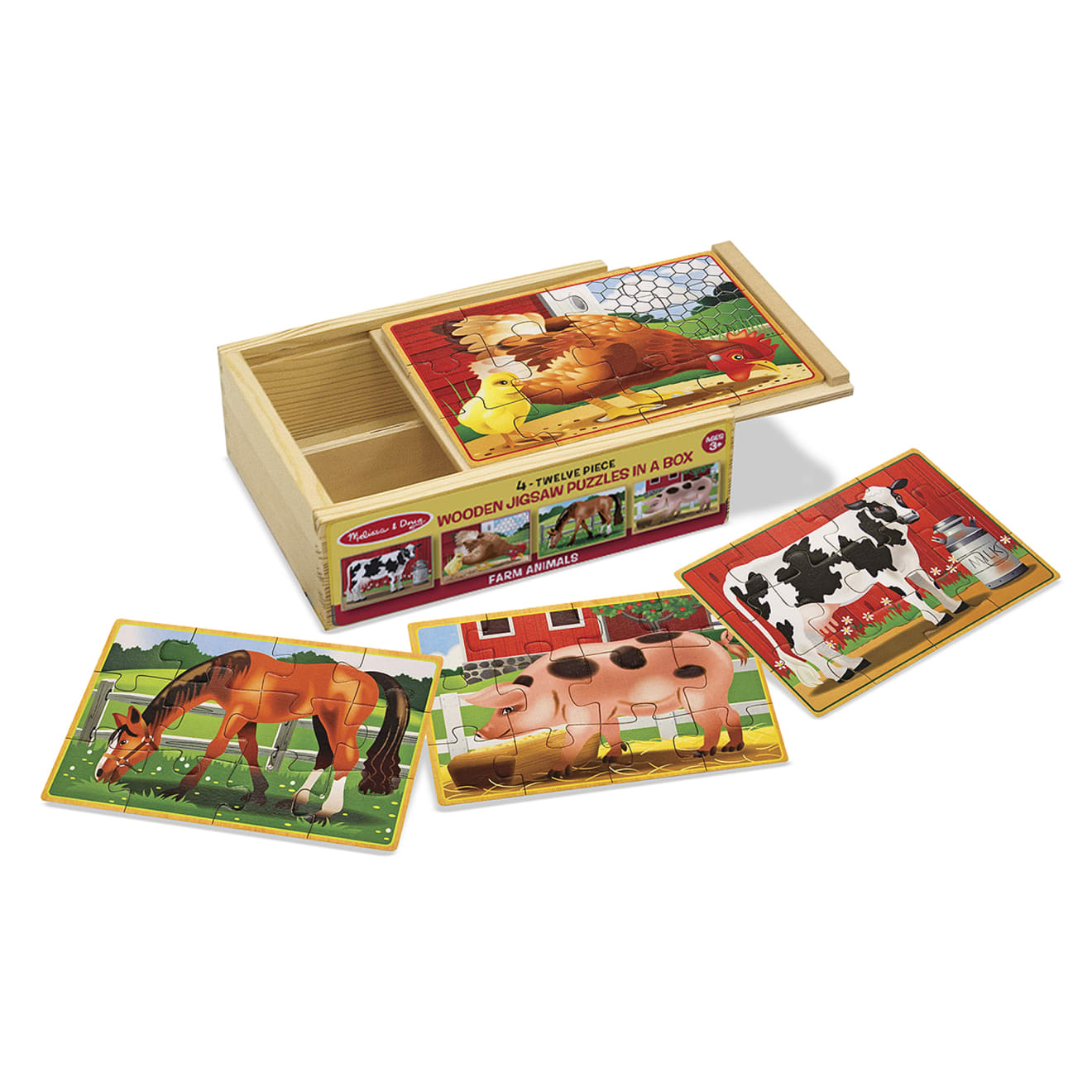 Farm Animals Jigsaw Puzzles for Kids - 100 Piece Wooden Puzzle Set in Storage Box | Fun Learning Activity for Toddlers & Preschoolers | Perfect for Birthday Gifts, Classroom & Family Game Night