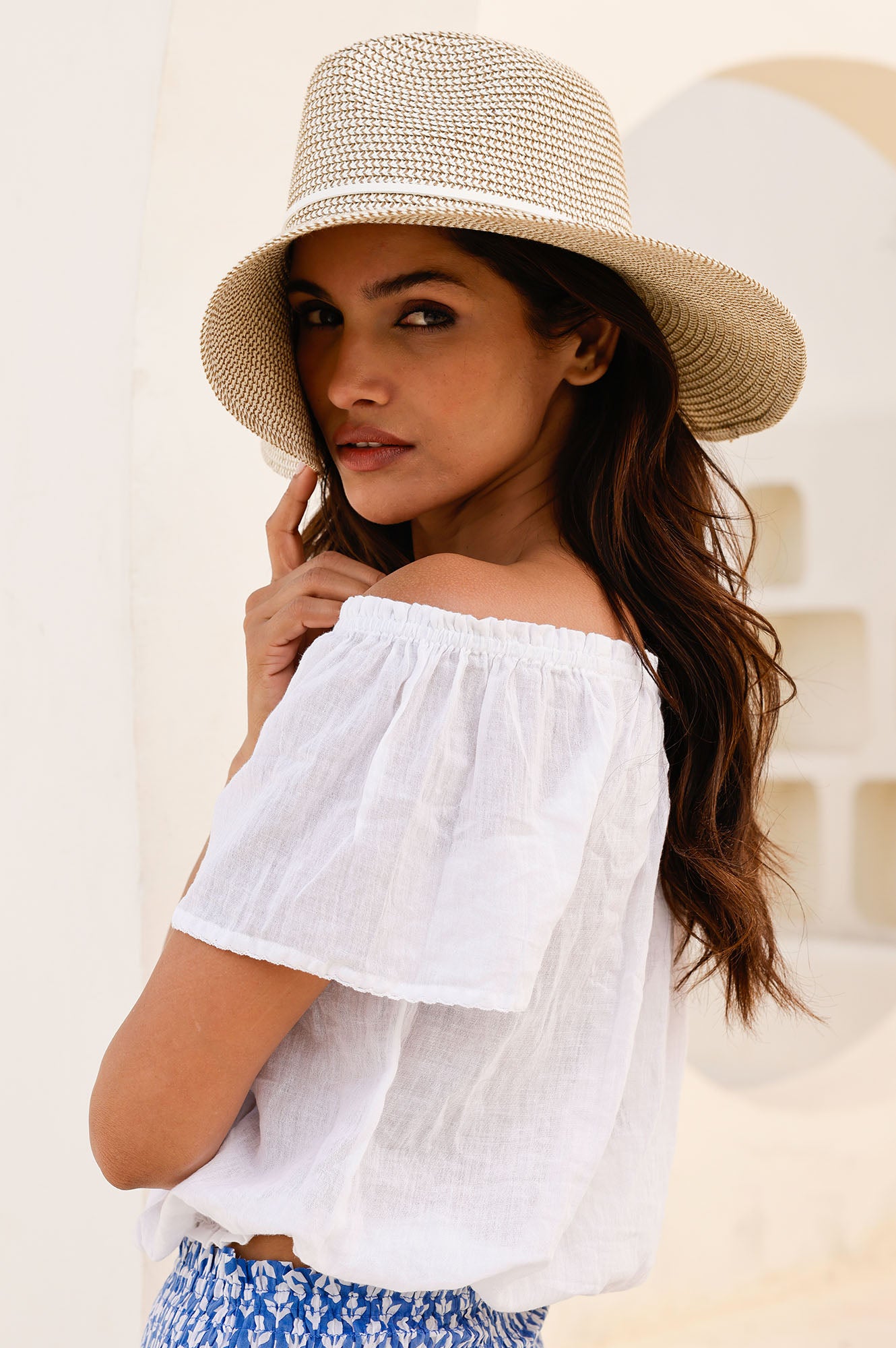 Ilana Frill Organic Cotton Gauze Top for Women - Breathable White Blouse for Summer, Beach & Casual Outings