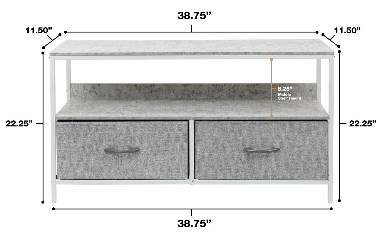 Sorbus TV Stand with 2 Drawers - Modern TV Riser Chest with Storage - Sturdy TV Stand for Living Room, Bedroom, Dorm & Closet - Perfect for Organizing Electronics, Media & Home Decor