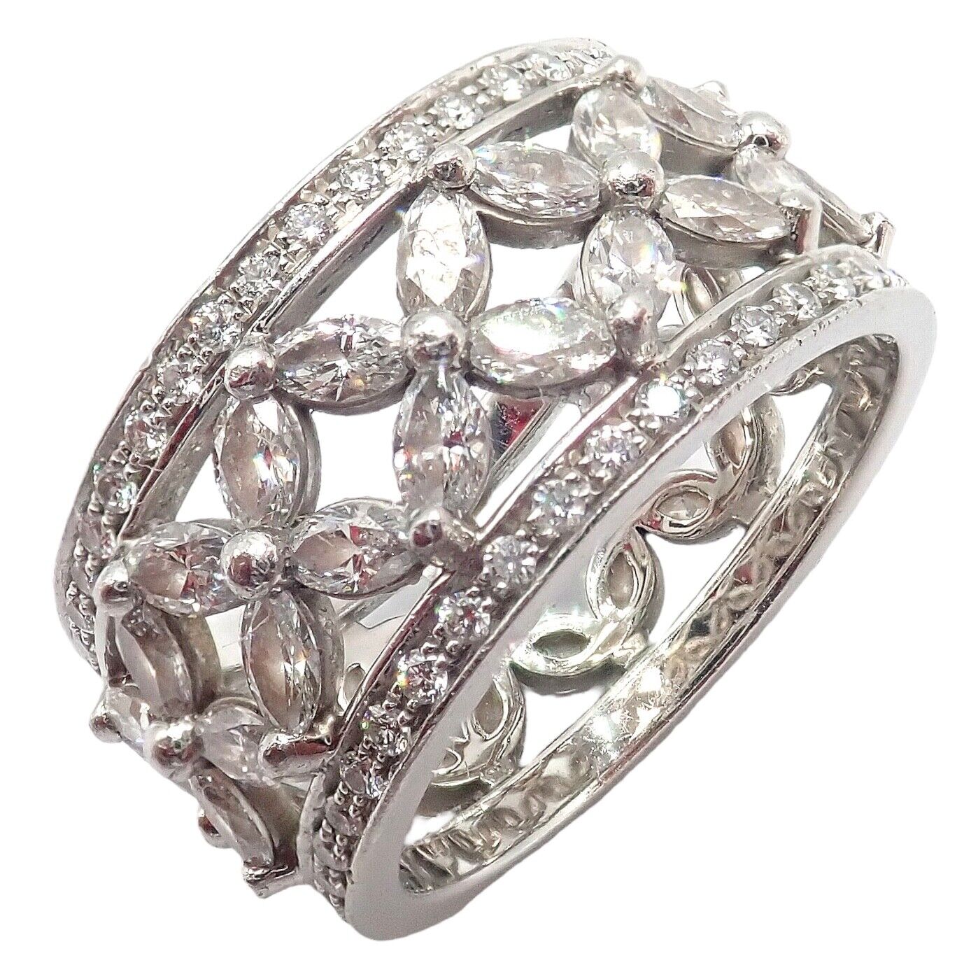 Authentic Tiffany & Co Platinum 2.34ctw Diamond Victoria Wide Band Ring Size 5.5 - Elegant Wedding, Anniversary & Special Occasion Jewelry Gift for Women