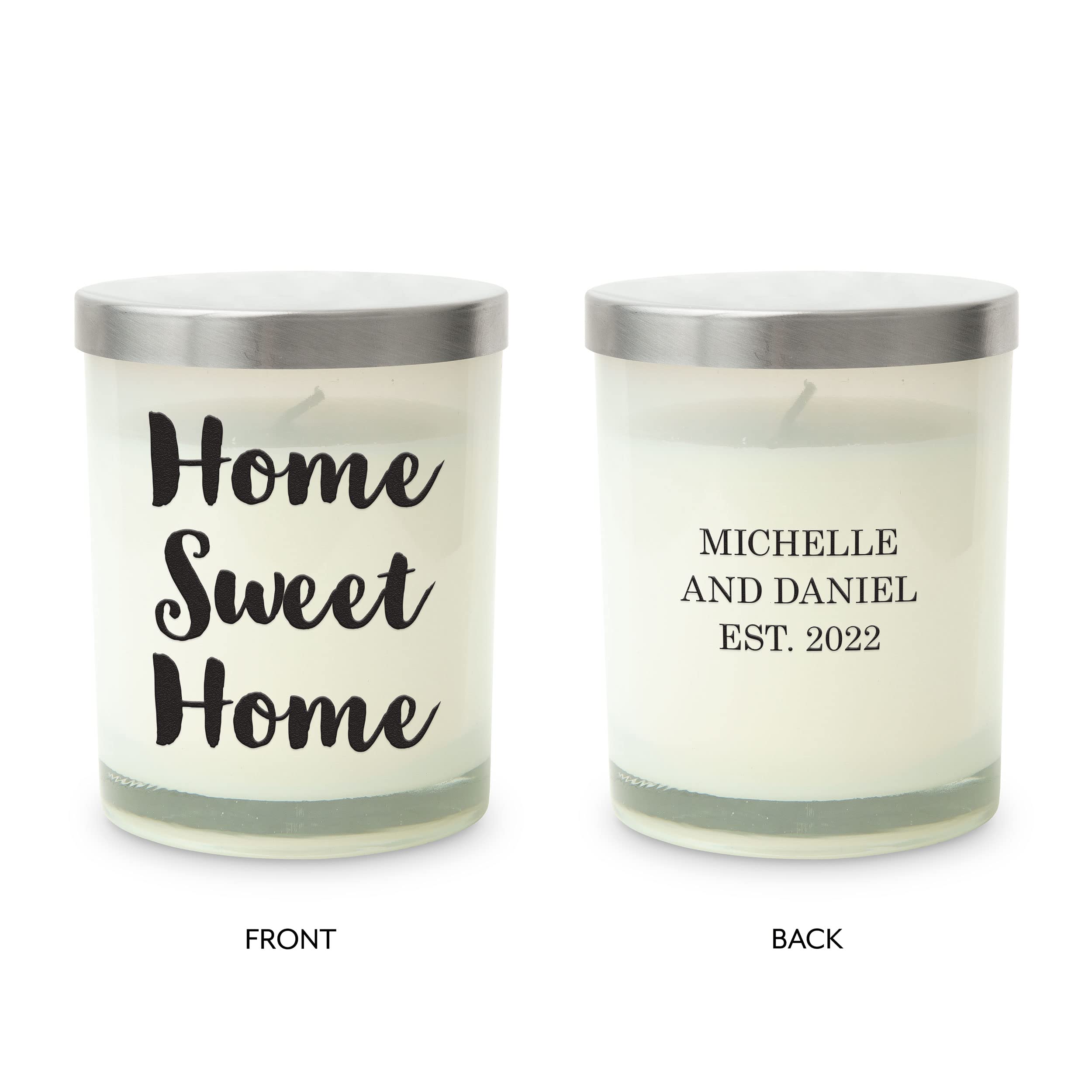 Weddingstar Custom 9oz Glass Jar Gift Candle with Lid - Unscented Home Sweet Home Decor for Weddings, Anniversaries & Romantic Home Ambiance