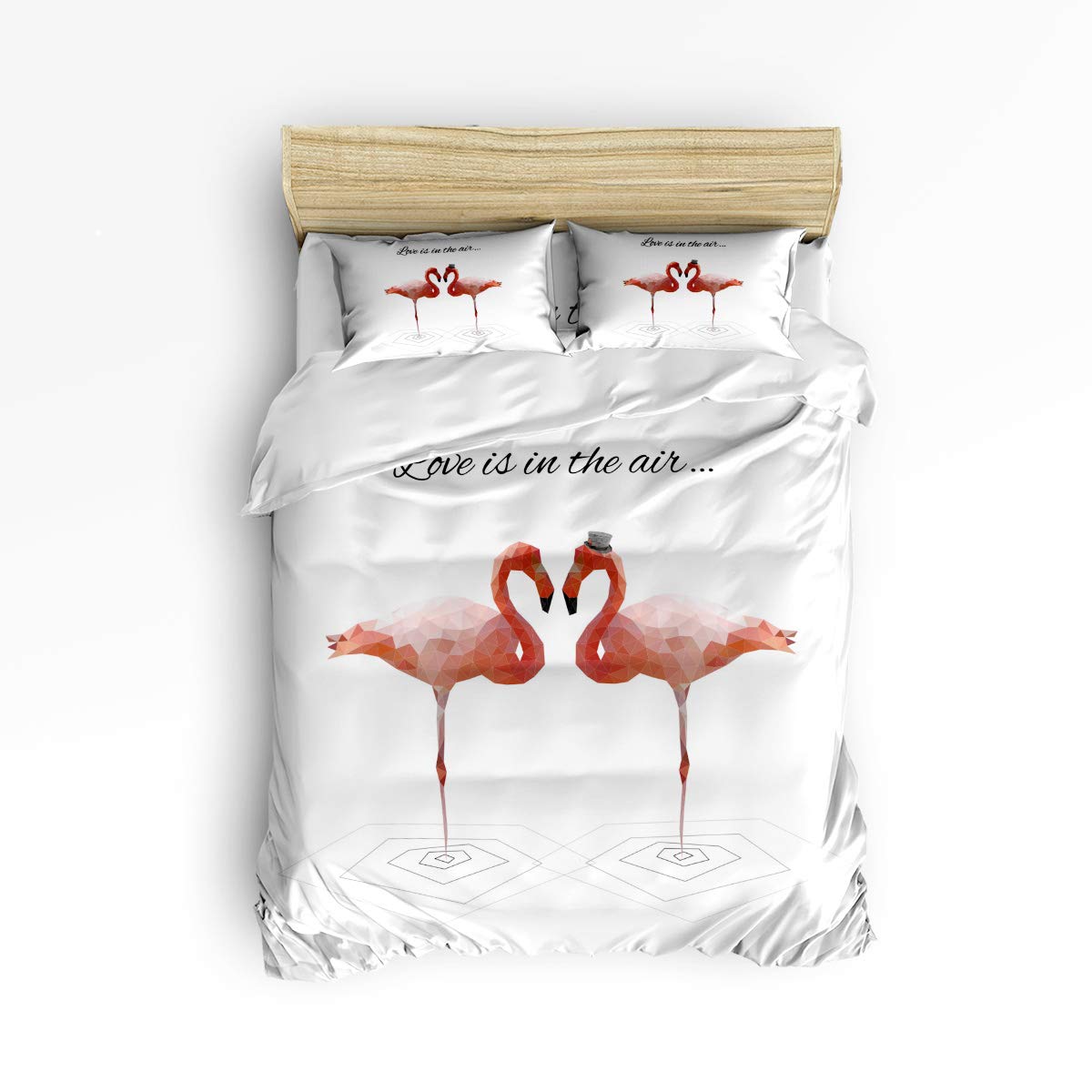 Elfantasy King Size Christmas Bedding Set 4-Piece - Cute Flamingo Pattern Duvet Cover Set with Comforter Cover, Bed Sheet & 2 Pillowcases | Perfect for Holiday Decor, Guest Room & Cozy Winter Nights