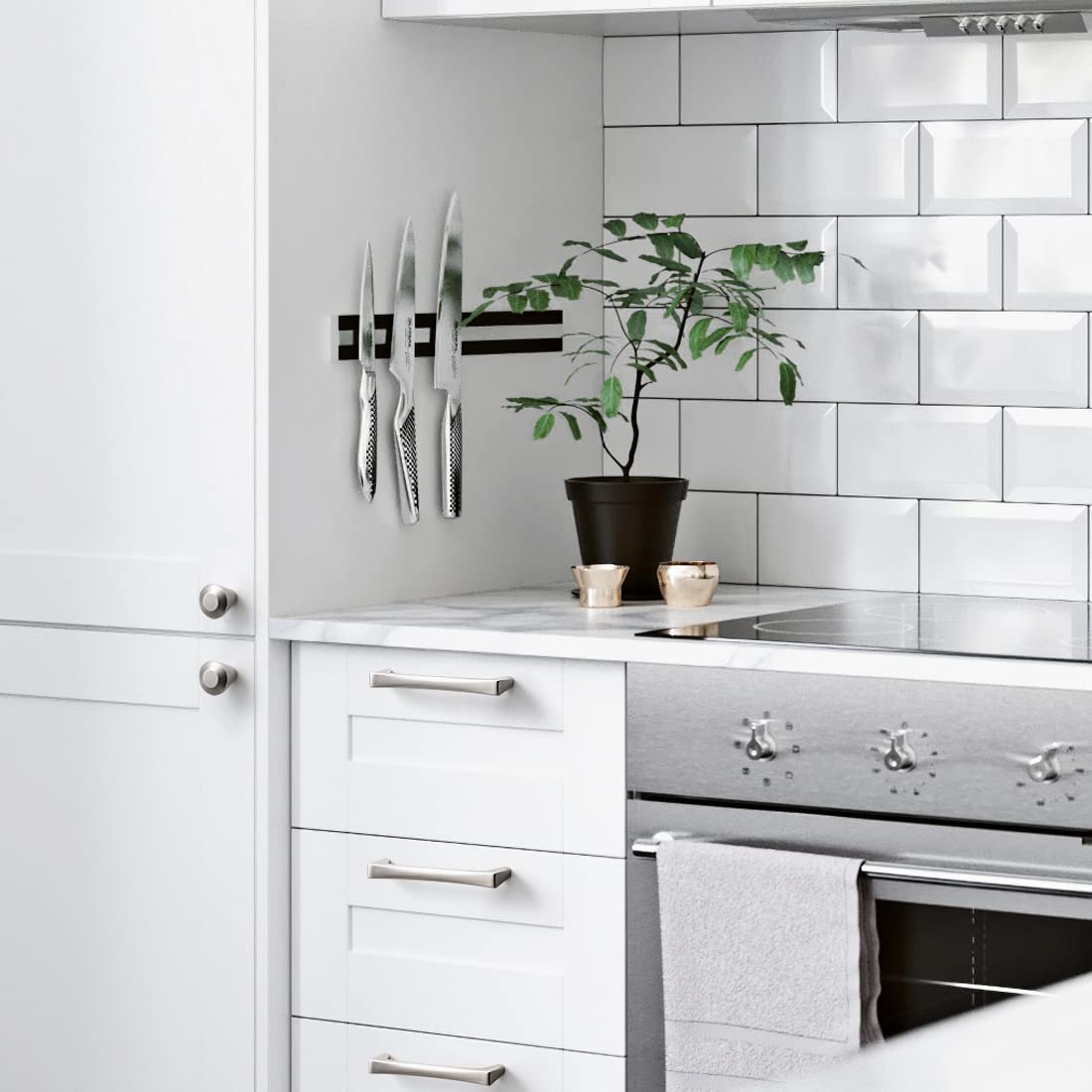Modern Cabinet Pulls 10-Pack - Satin Nickel 3.75