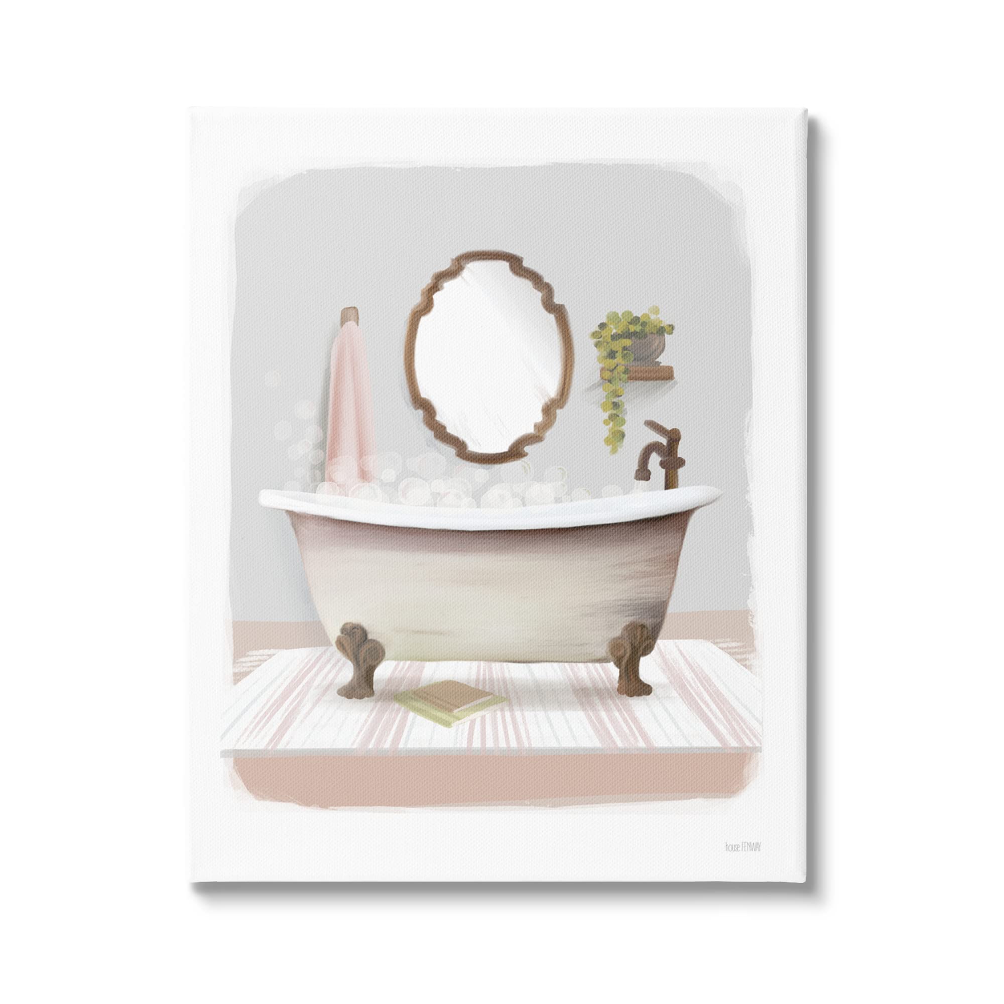 Stupell Industries Bubble Bath Tub Bathroom Canvas Wall Art - Modern Home Decor by House Fenway | Perfect for Bathroom, Spa, Nursery & Bedroom Wall Decor