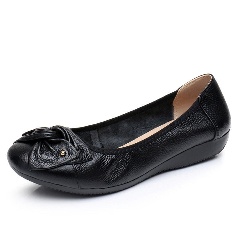 Women's Genuine Leather Loafers Slip-On Shoes - Comfortable Casual & Office Wear for Everyday Use