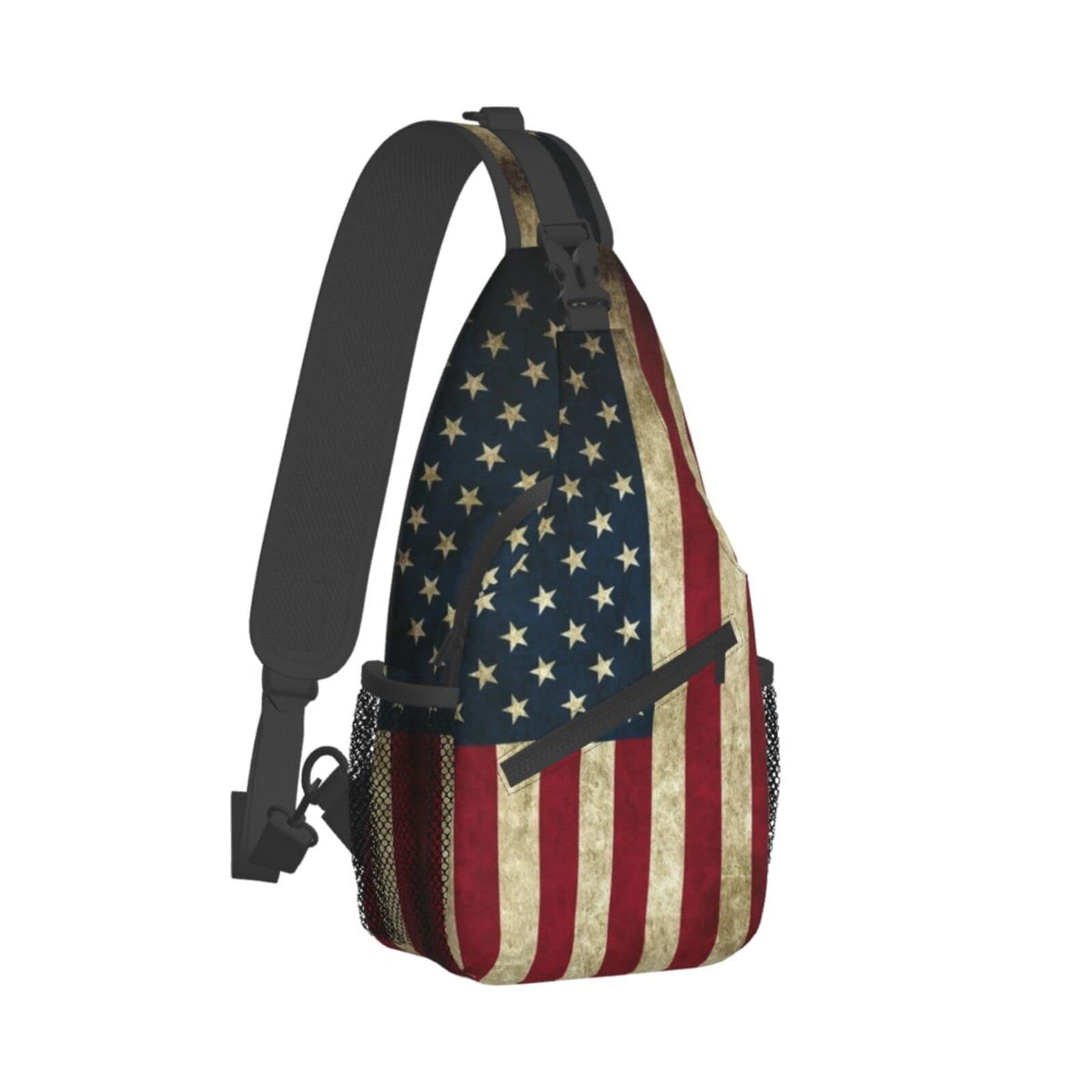 ZREXUO American Flag Unisex Crossbody Sling Bag - Waterproof Chest Backpack for Travel, Hiking & Daily Use | Durable Shoulder Bag for Men & Women | Perfect for Outdoor Adventures, Commuting & Festival Wear