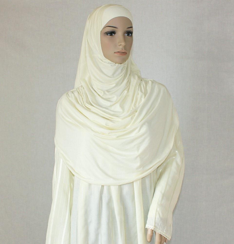 Amade Women's One Piece Prayer Dress Creme Abaya Gift Set - Modest Islamic Clothing for Prayer, Mosque & Special Occasions