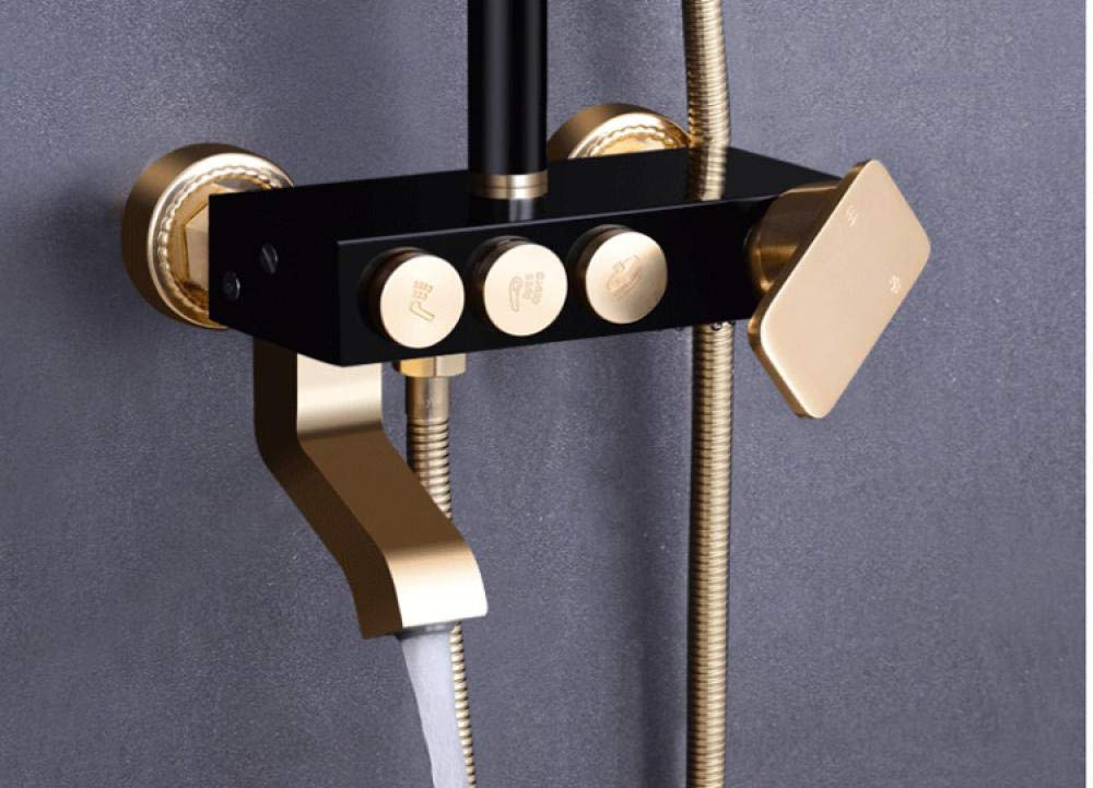 Premium Black & Gold Shower Panel Set with Rainfall Faucet - Modern Bathroom Faucets & Taps for Luxury Spa Experience - Perfect for Master Bathroom Renovation & Hotel Style Upgrade