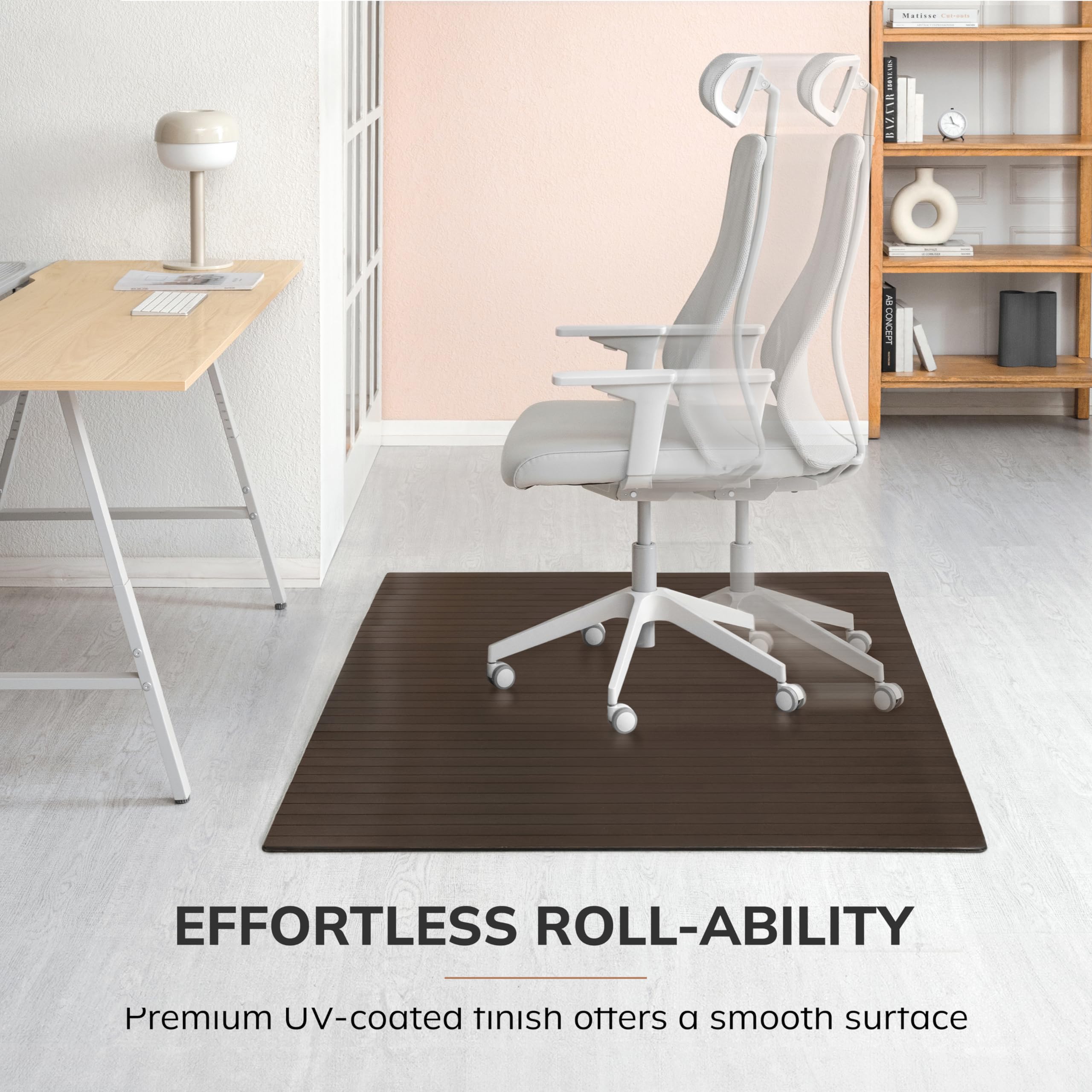 Premium Bamboo Chair Mat - 5mm Thick, Anti-Slip & Heavy Duty for Hardwood Floors - Office & Home Floor Protector - Ideal for Workspaces, Gaming Setups & Home Offices