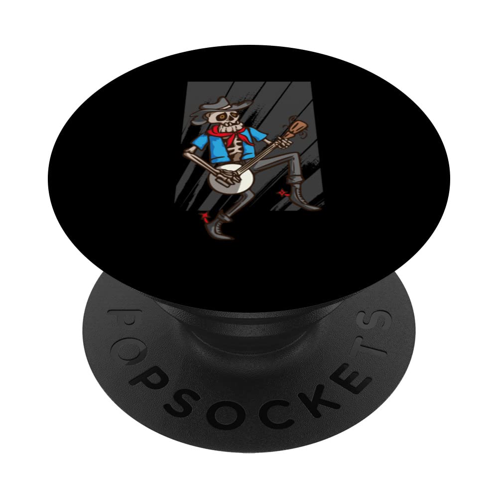 Banjo PopSockets Swappable PopGrip - Skeleton Playing Banjo Music Instrument Design - Perfect for Banjo Players & Music Lovers