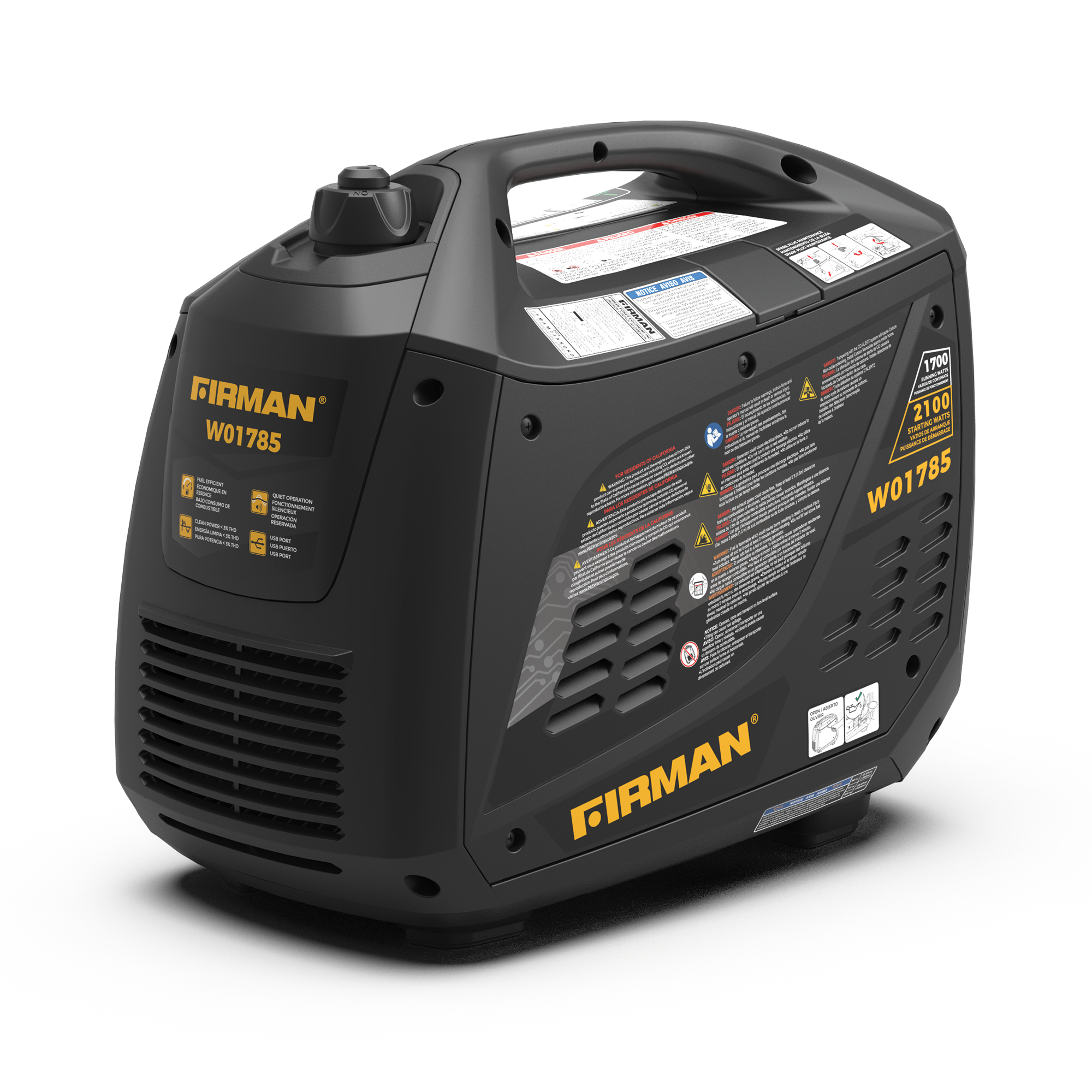 2100W Portable Inverter Generator with Recoil Start & CO Alert - Quiet, Reliable Power for Camping, RV Trips & Emergency Backup