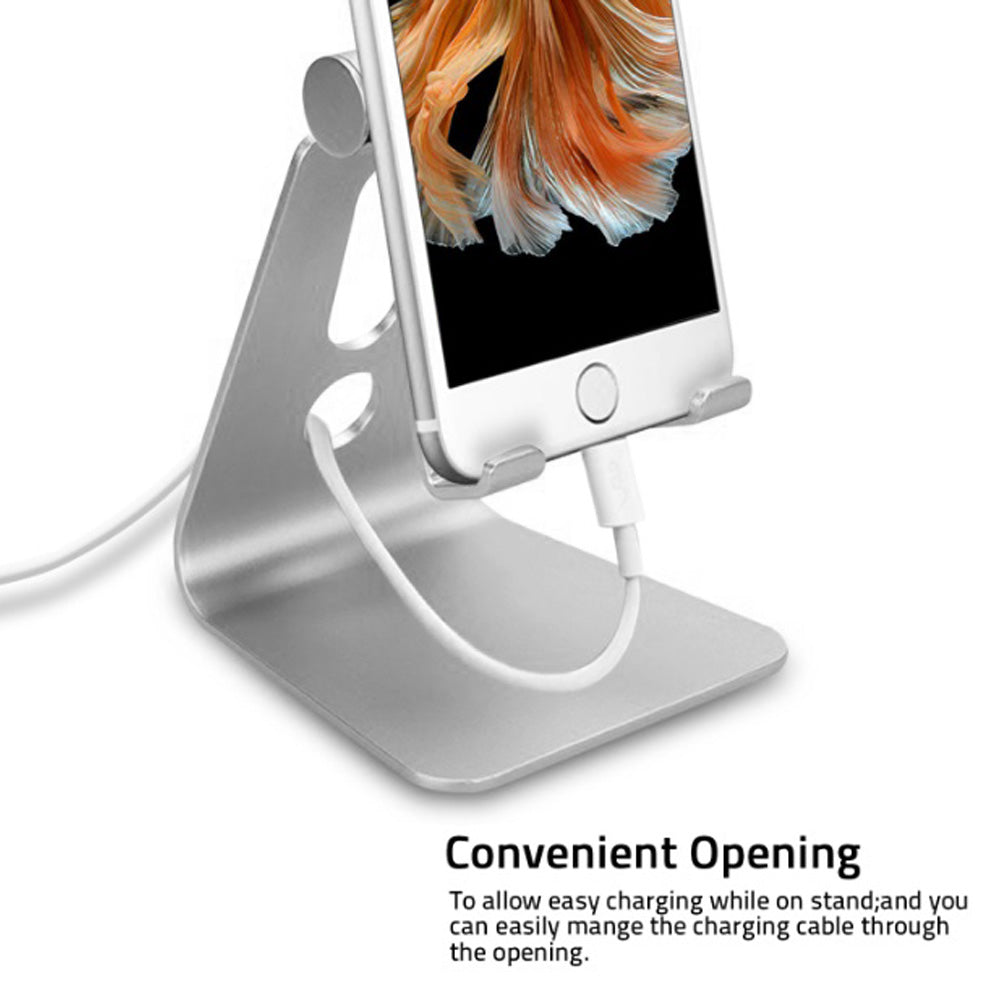 Adjustable Aluminum Phone & Tablet Stand - Silver/Gold - Perfect for Home Office, Video Calls, Cooking Recipes & Hands-Free Viewing