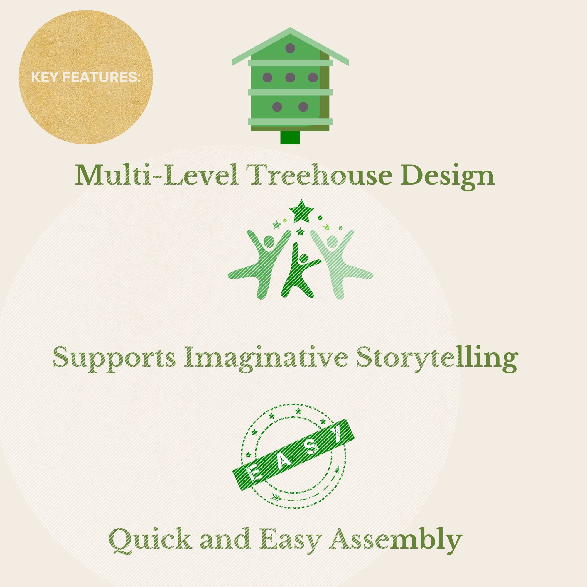 Woodland Treehouse Playset for Kids - Multi-Level Climbing Structure with Steps & Swing - Perfect for Backyard Play & Outdoor Adventures