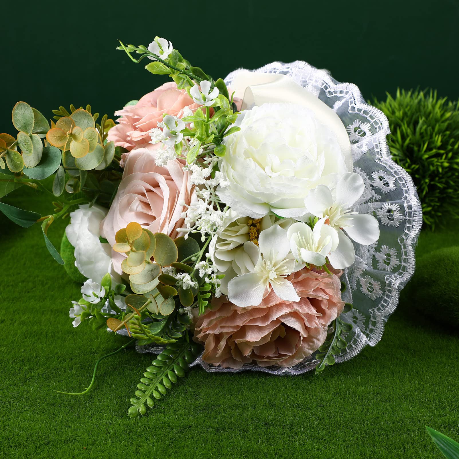 NUOBESTY Wedding Bouquet Holder - Foam Floral Handle with Lace for Bridal Bouquets, Faux & Fresh Flowers - Perfect for Wedding, Bridal Shower, and DIY Floral Arrangements
