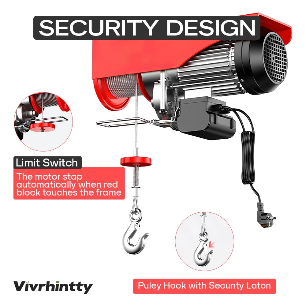 1320LBS Electric Hoist Winch with Remote Control - 110V Heavy Duty Lifting Equipment for Factory, Warehouse & Construction - Perfect for Overhead Lifting, Material Handling & Industrial Applications