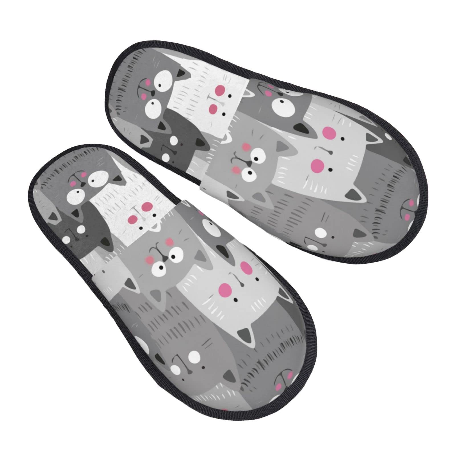 Unisex Indoor Furry Slippers - British Shorthair Cat Design Cozy House Shoes with Anti-Skid EVA Sole (Medium) - Perfect for Relaxing at Home & Gift Giving