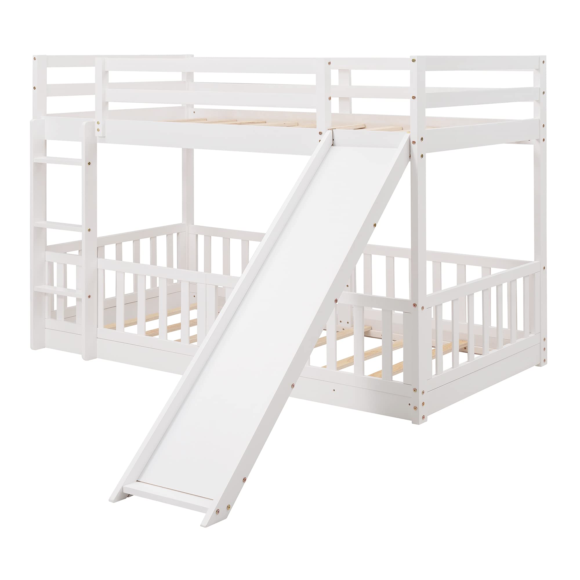 Twin Over Twin Bunk Bed with Slide & Ladder - Sturdy Kids Bunk Bed for Children & Teens, No Box Spring Required | Perfect for Small Bedrooms, Shared Kids Rooms & Sleepovers