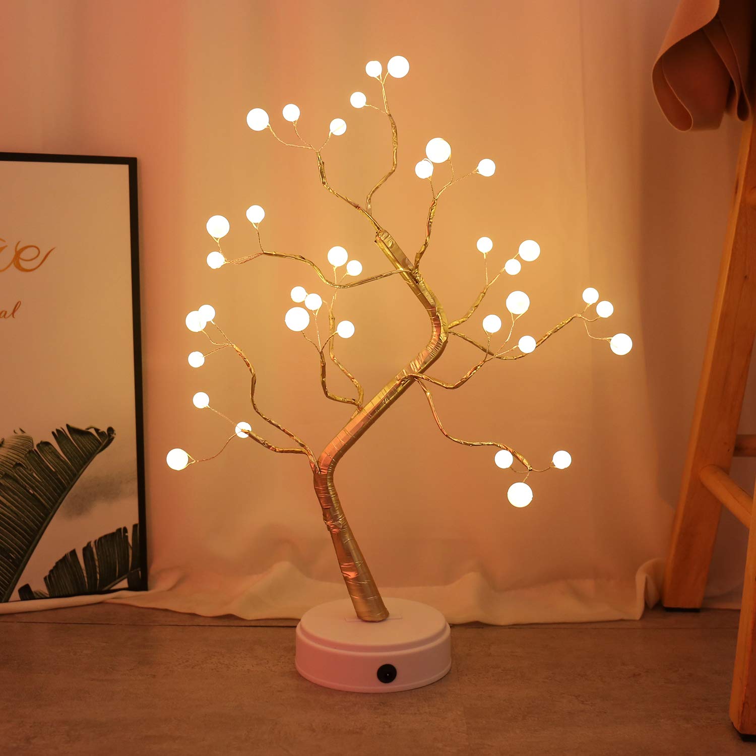 KHTO DIY LED Bonsai Tree Light - 36 Pearl LED Desk Decor with Touch Switch (Battery/USB Powered) for Home, Bedroom, Wedding Party & Indoor Decoration | Perfect for Relaxation, Gift Giving & Mood Lighting