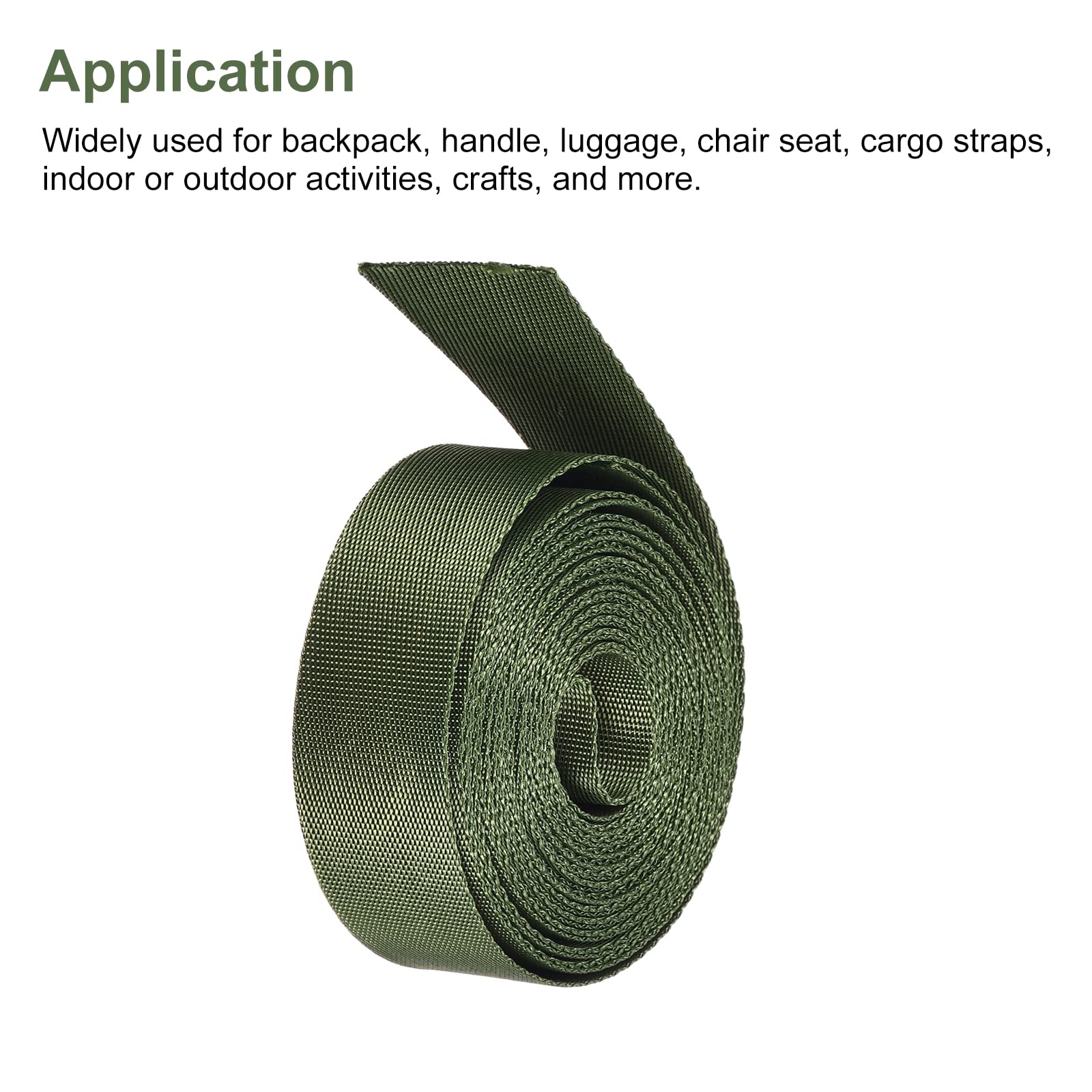 1 Inch x 4 Yards Dark Green Nylon Webbing Strap for Backpacks, Cargo Straps & Luggage Racks - Heavy Duty Flat Nylon Belt for DIY, Outdoor Gear & Travel Accessories