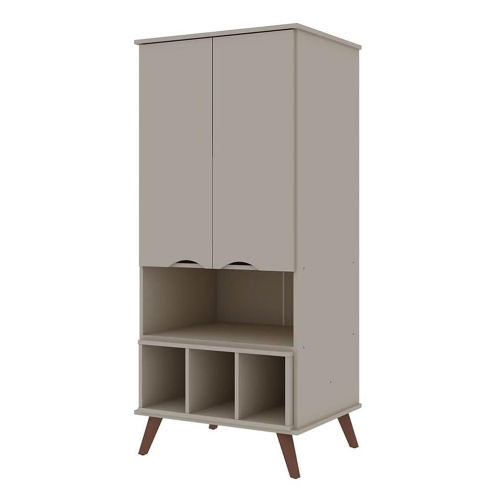 Manhattan Comfort Hampton 26.77-Inch Display Cabinet with 6 Adjustable Shelves & Solid Wood Legs in Off White - Perfect for Living Room, Dining Room, or Office Storage & Display