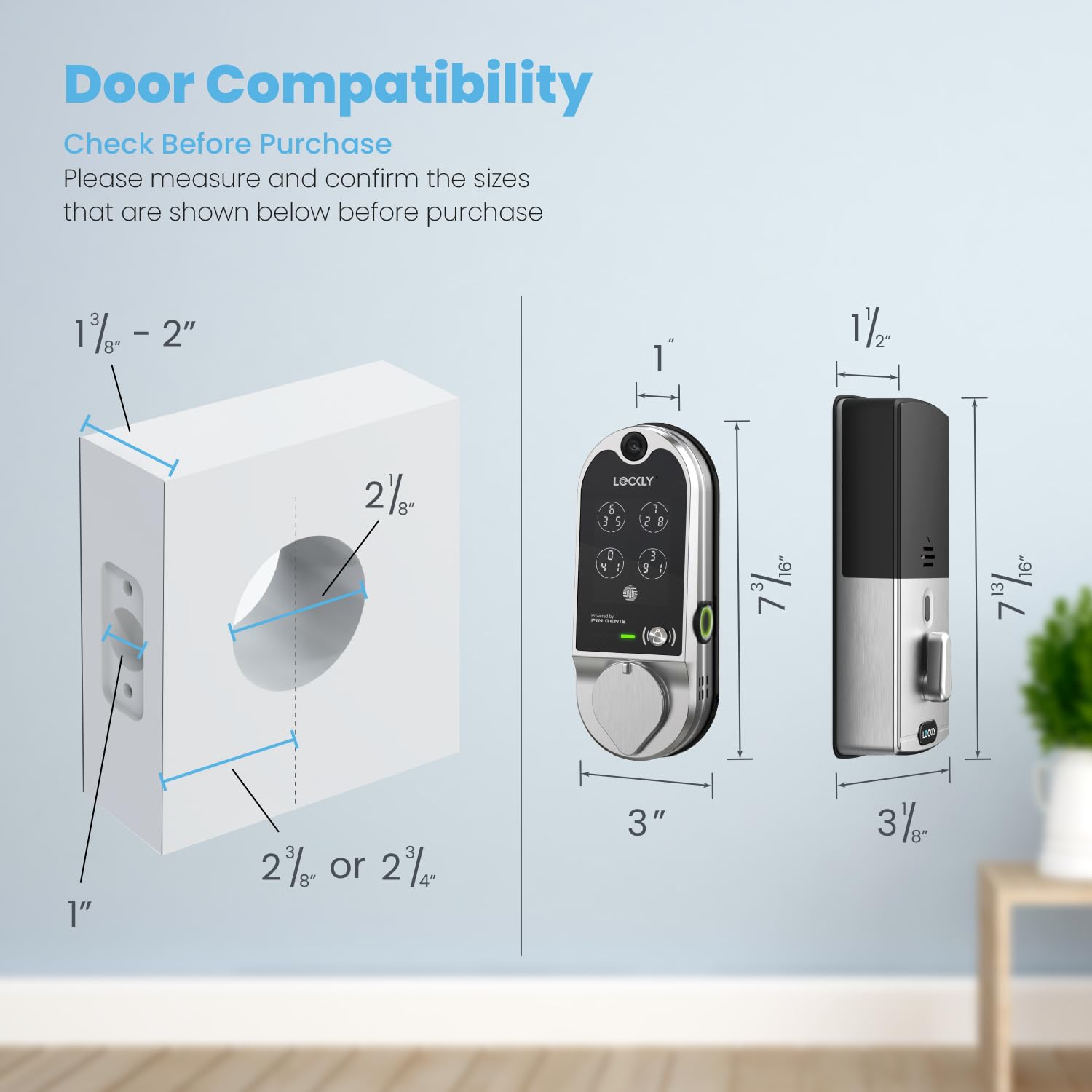 Lockly Vision Smart Lock with HD Video Doorbell - Fingerprint & Touchscreen Keypad Front Door Lock, App Control, Auto Lock, No Monthly Fee (Satin Nickel) - Secure Your Home with Smart Access & Video Monitoring