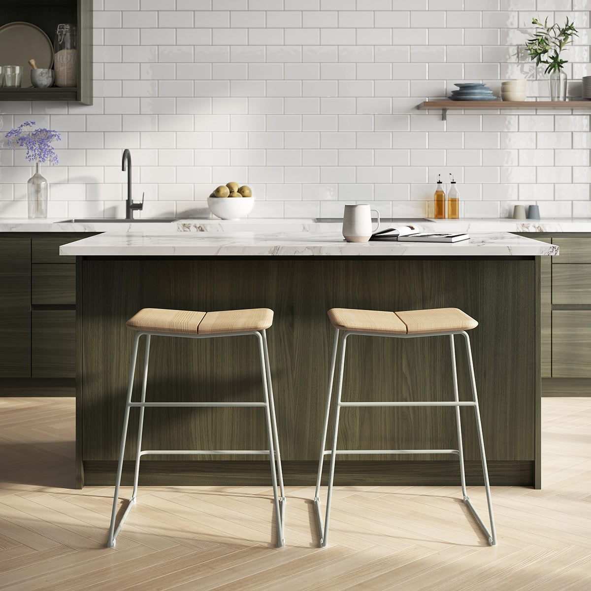 Gus Modern Aero Bar Stool - Adjustable Height Counter Stool for Kitchen Island, Dining & Home Bar - Contemporary Design with Comfortable Seat