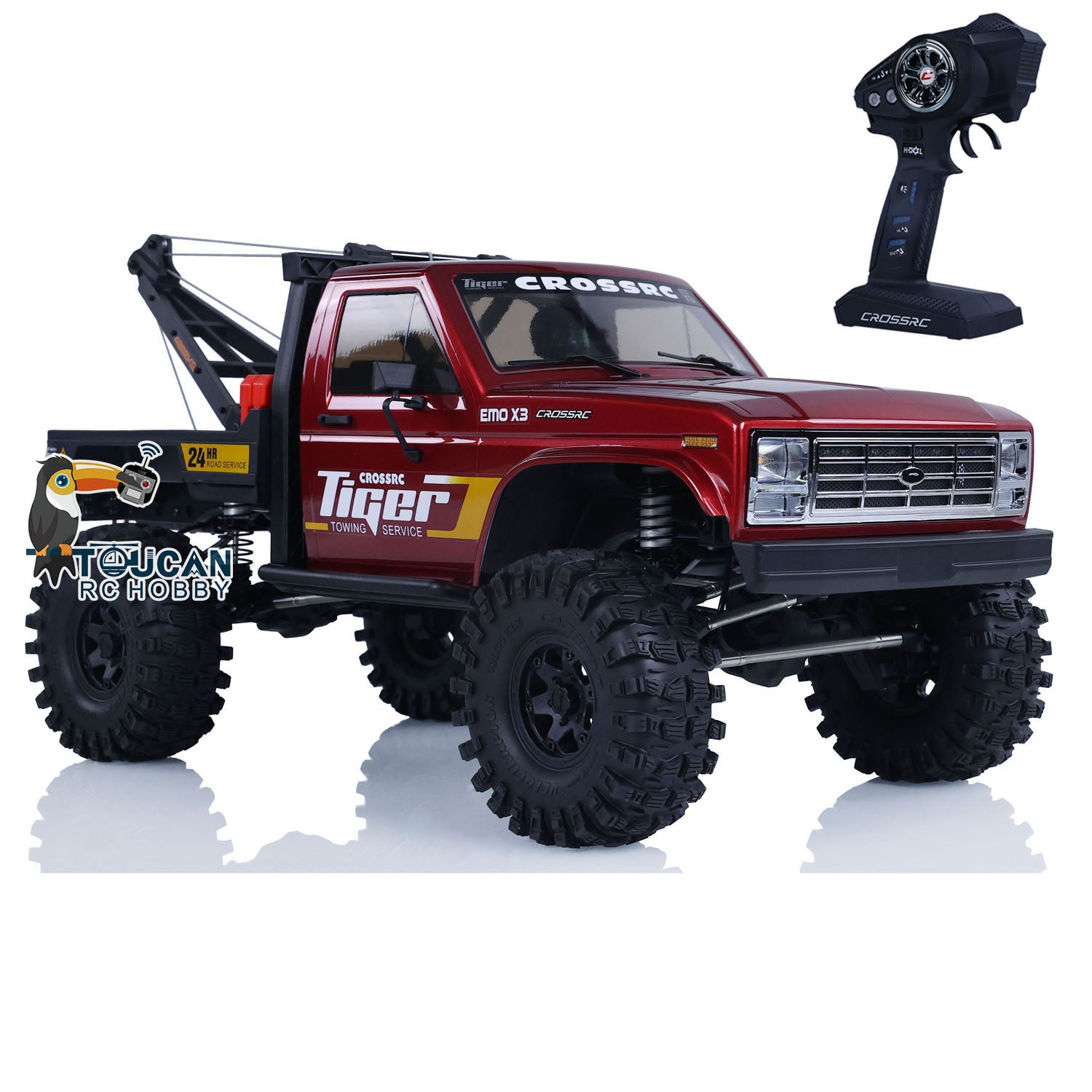 CrossRC EMO X3 1/8 Scale 4WD RC Towing Rescue Truck - 4x4 Remote Control Crawler with LED Light System & 2-Speed Transmission - Off-Road Adventure & Emergency Simulation Vehicle