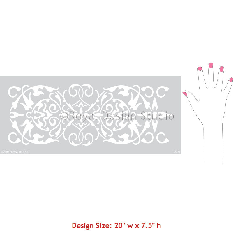 Arabesque Border Stencil - Reusable DIY Wall & Furniture Painting Template for Home Decor, Crafts, and Art Projects | Perfect for Bedrooms, Living Rooms, and Custom Designs