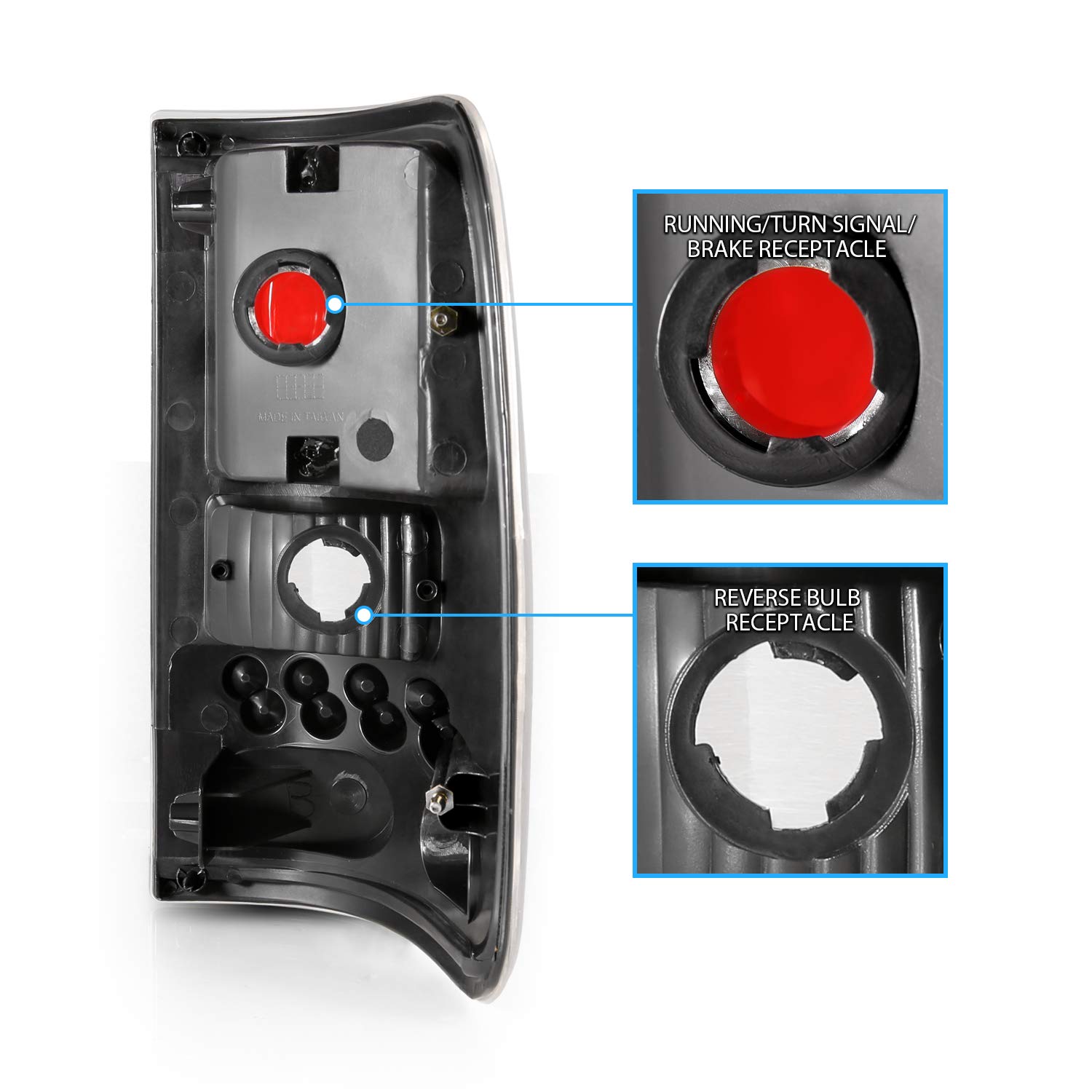 AmeriLite Euro Black Replacement Tail Lights Assembly Pair for 2004-2008 Ford F-150 Truck - Left & Right Side - Enhances Night Visibility & Vehicle Style