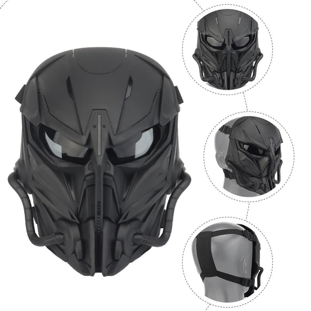 VOSAREA Black Electronic Helmet Cosplay Mask - Half Face Cover for Halloween Costume, Masquerade Party, Paintball & Outdoor Decor | Durable & Lightweight for Cosplay, Halloween Decorations & Themed Events
